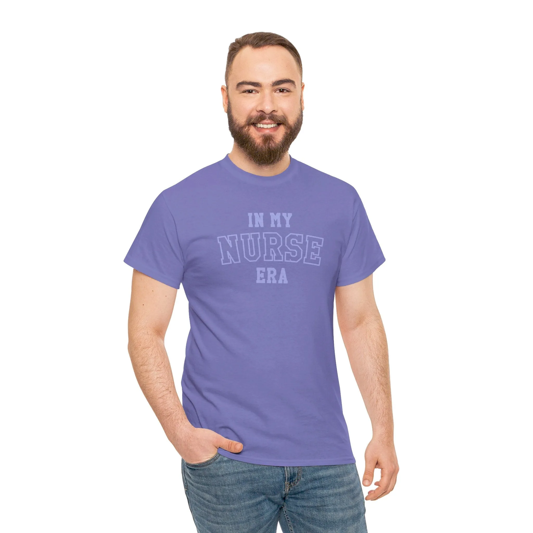 In My Nurse Era Two-Tone College Block Unisex Heavy Cotton Tee