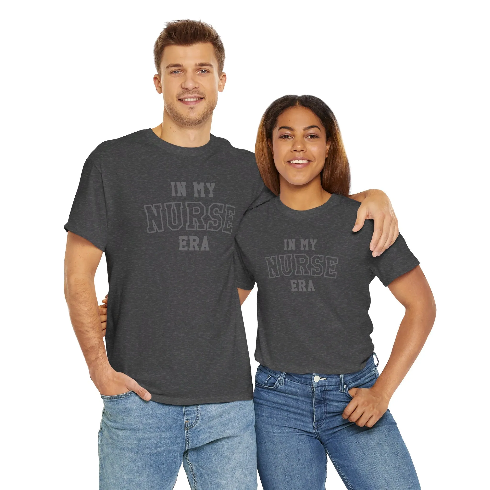 In My Nurse Era Two-Tone College Block Unisex Heavy Cotton Tee