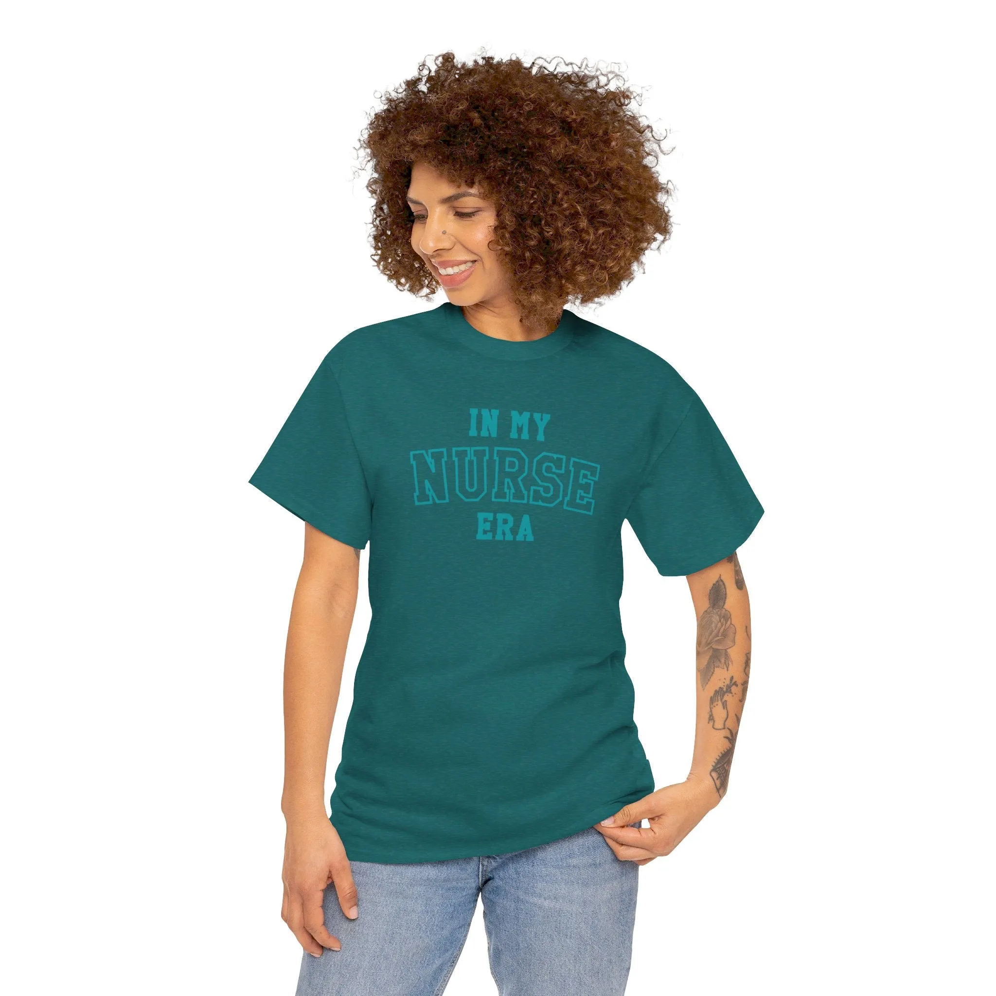 In My Nurse Era Two-Tone College Block Unisex Heavy Cotton Tee
