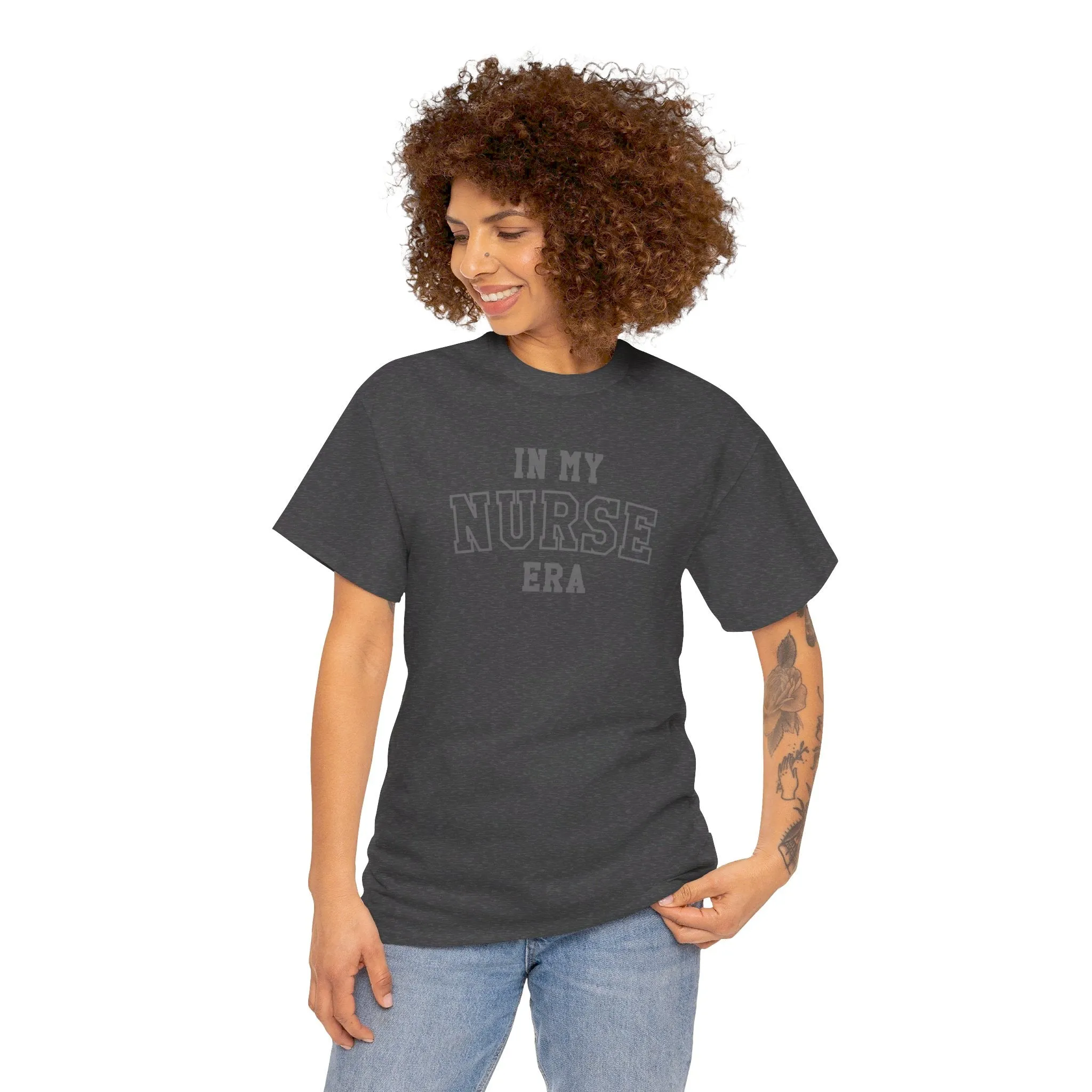 In My Nurse Era Two-Tone College Block Unisex Heavy Cotton Tee