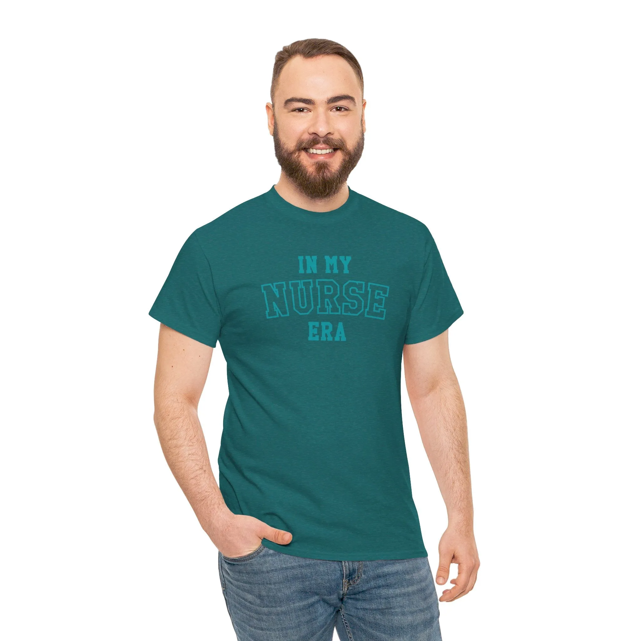In My Nurse Era Two-Tone College Block Unisex Heavy Cotton Tee