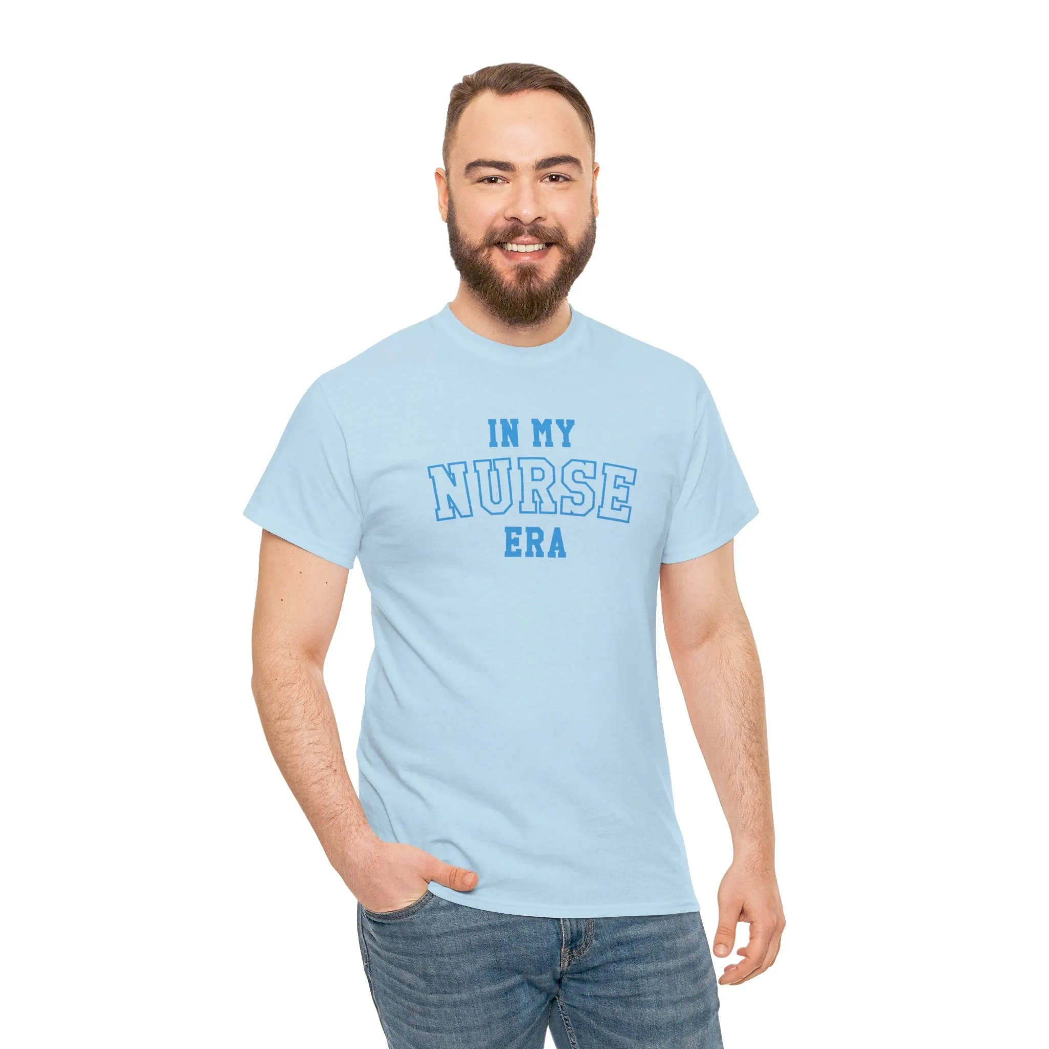 In My Nurse Era Two-Tone College Block Unisex Heavy Cotton Tee