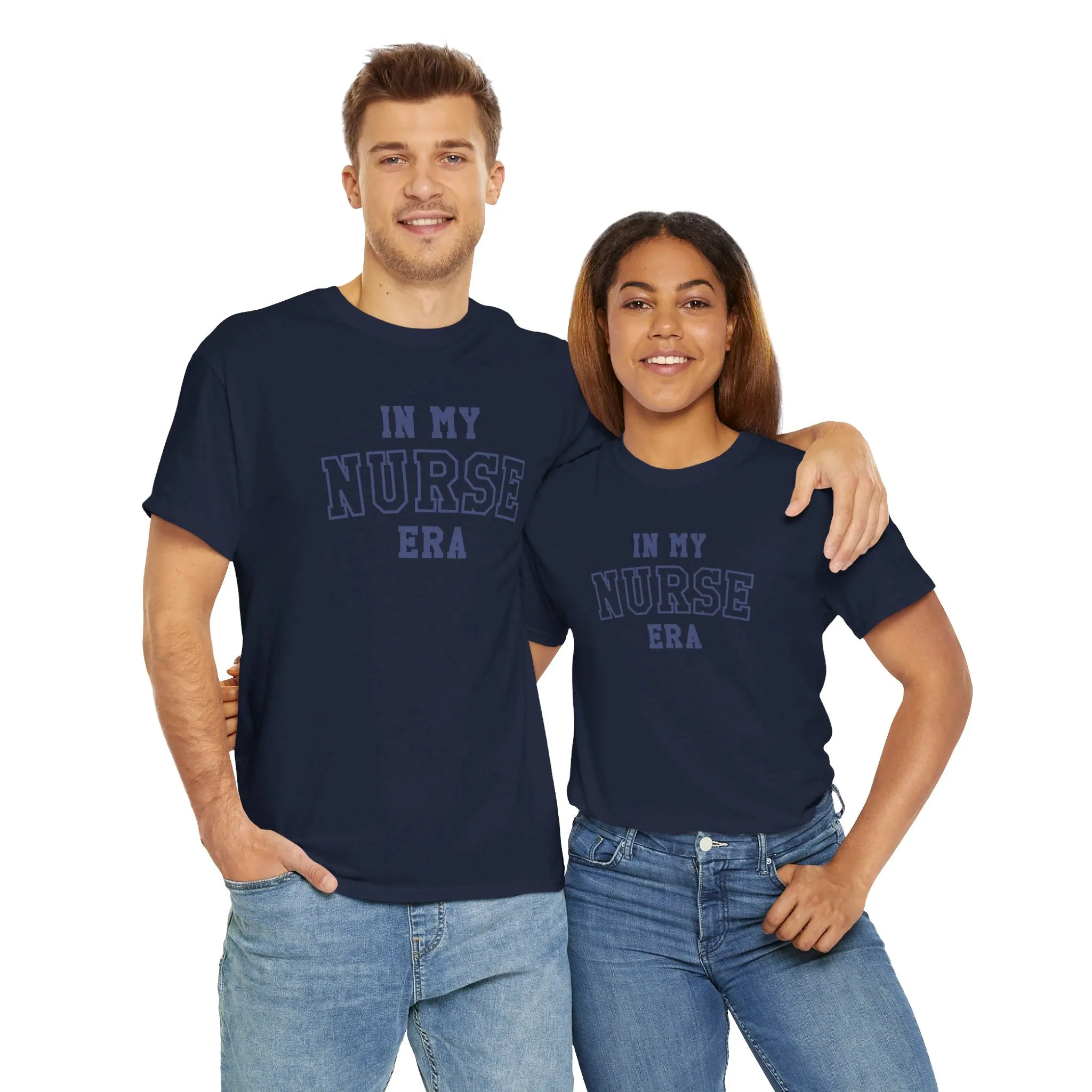 In My Nurse Era Two-Tone College Block Unisex Heavy Cotton Tee