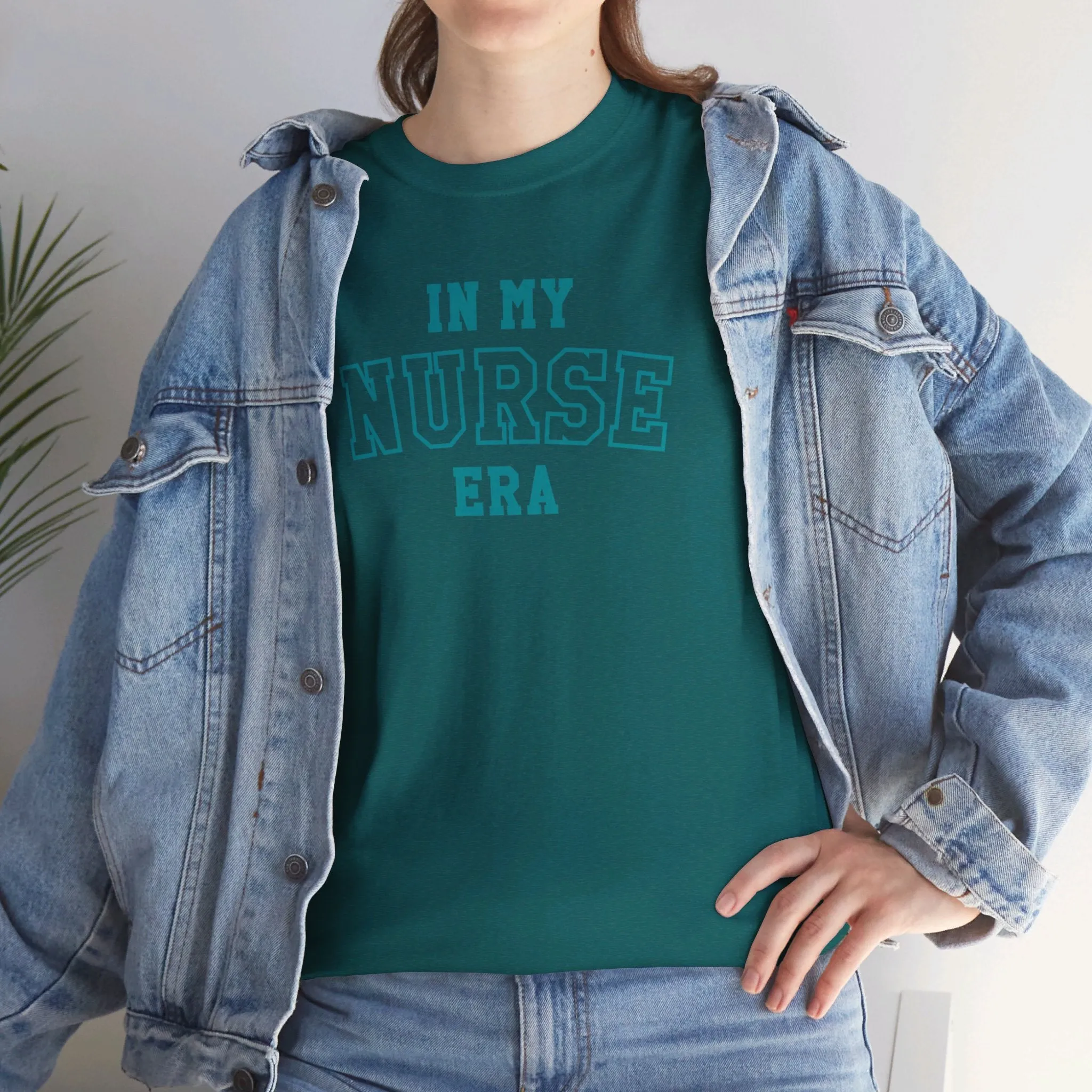 In My Nurse Era Two-Tone College Block Unisex Heavy Cotton Tee