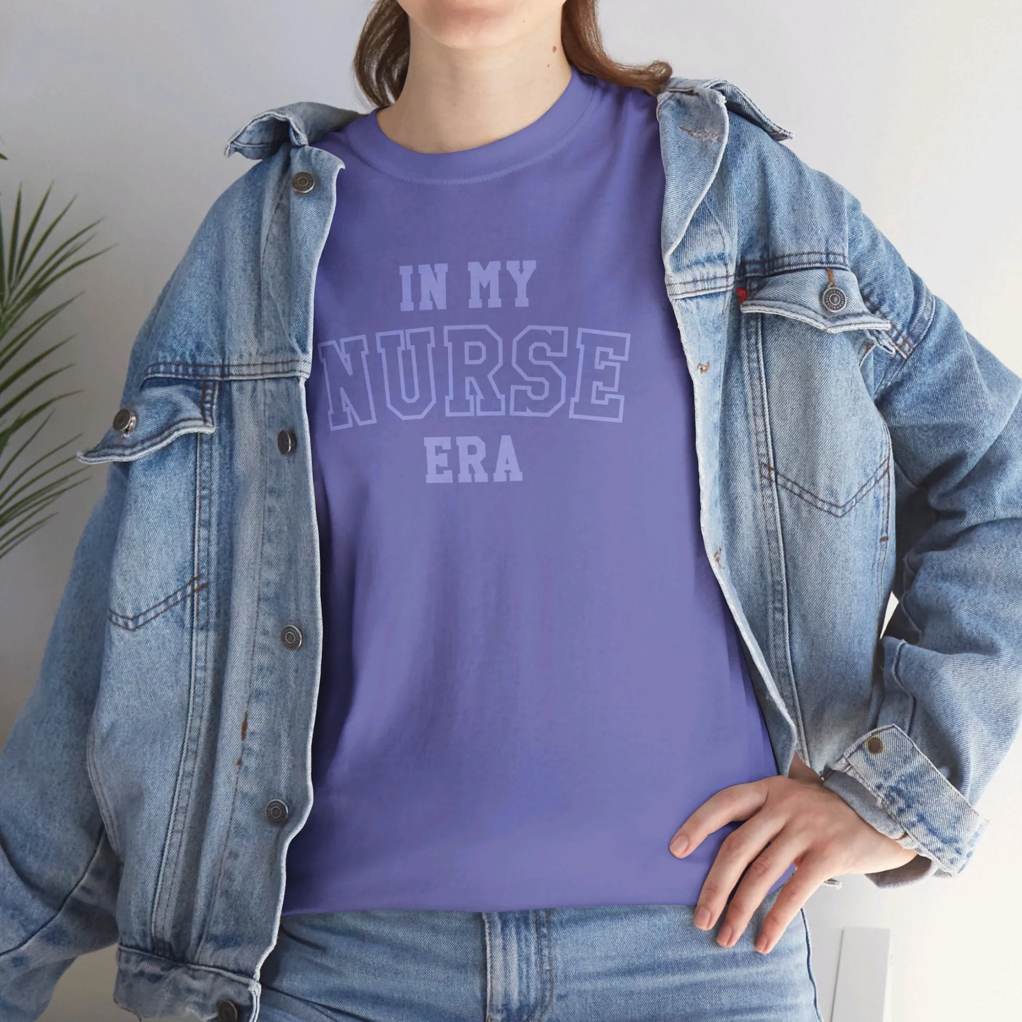 In My Nurse Era Two-Tone College Block Unisex Heavy Cotton Tee