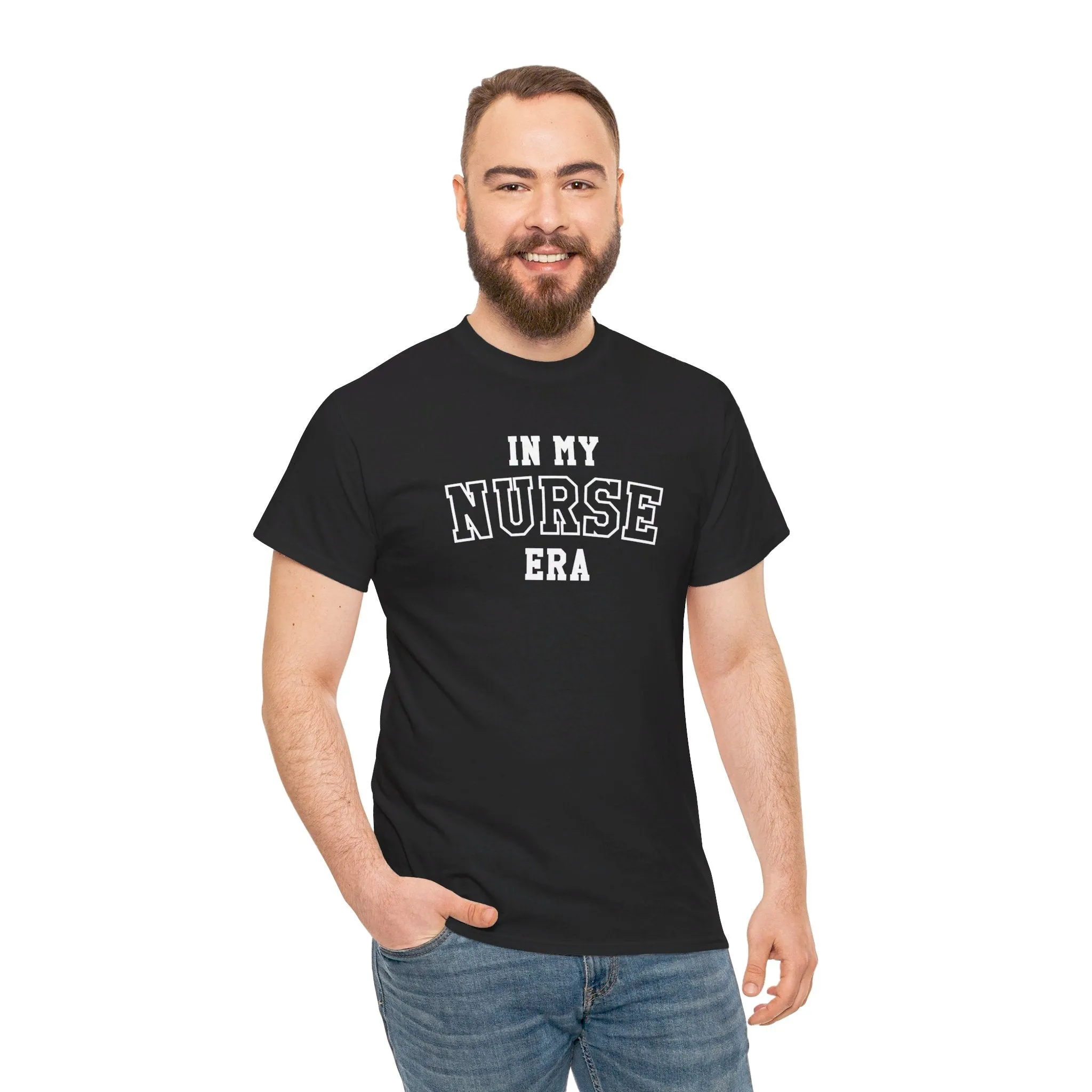 In My Nurse Era Two-Tone College Block Unisex Heavy Cotton Tee