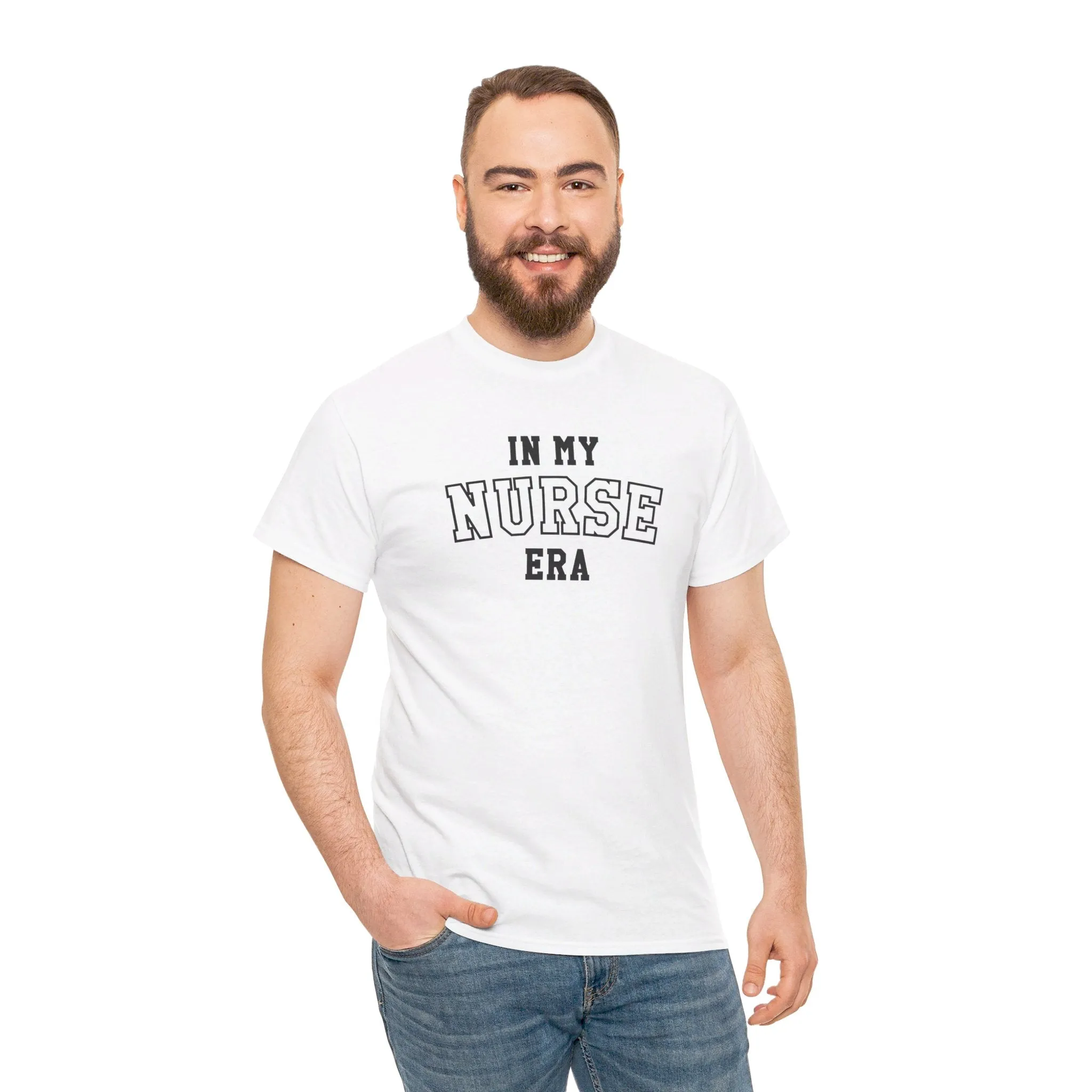 In My Nurse Era Two-Tone College Block Unisex Heavy Cotton Tee