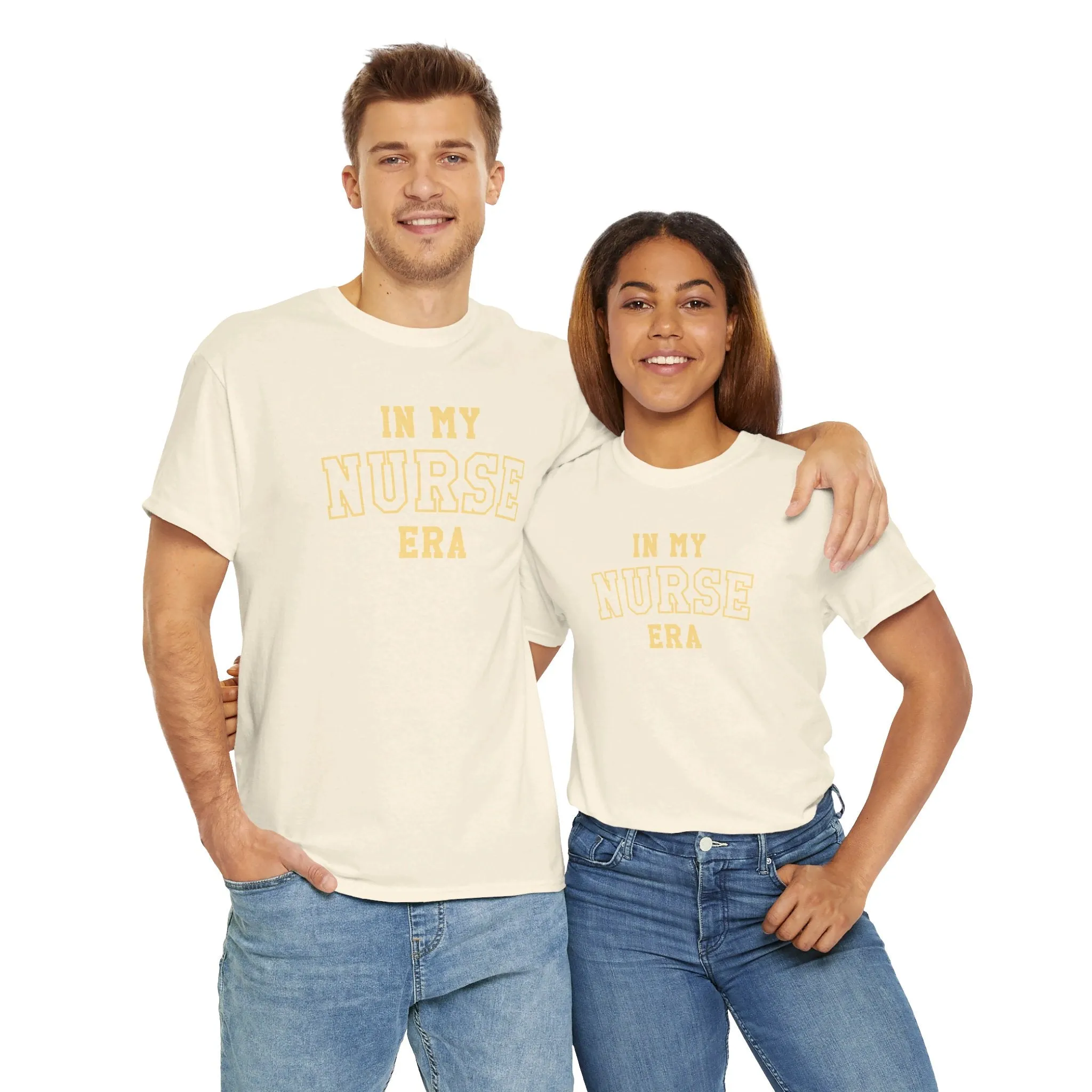 In My Nurse Era Two-Tone College Block Unisex Heavy Cotton Tee