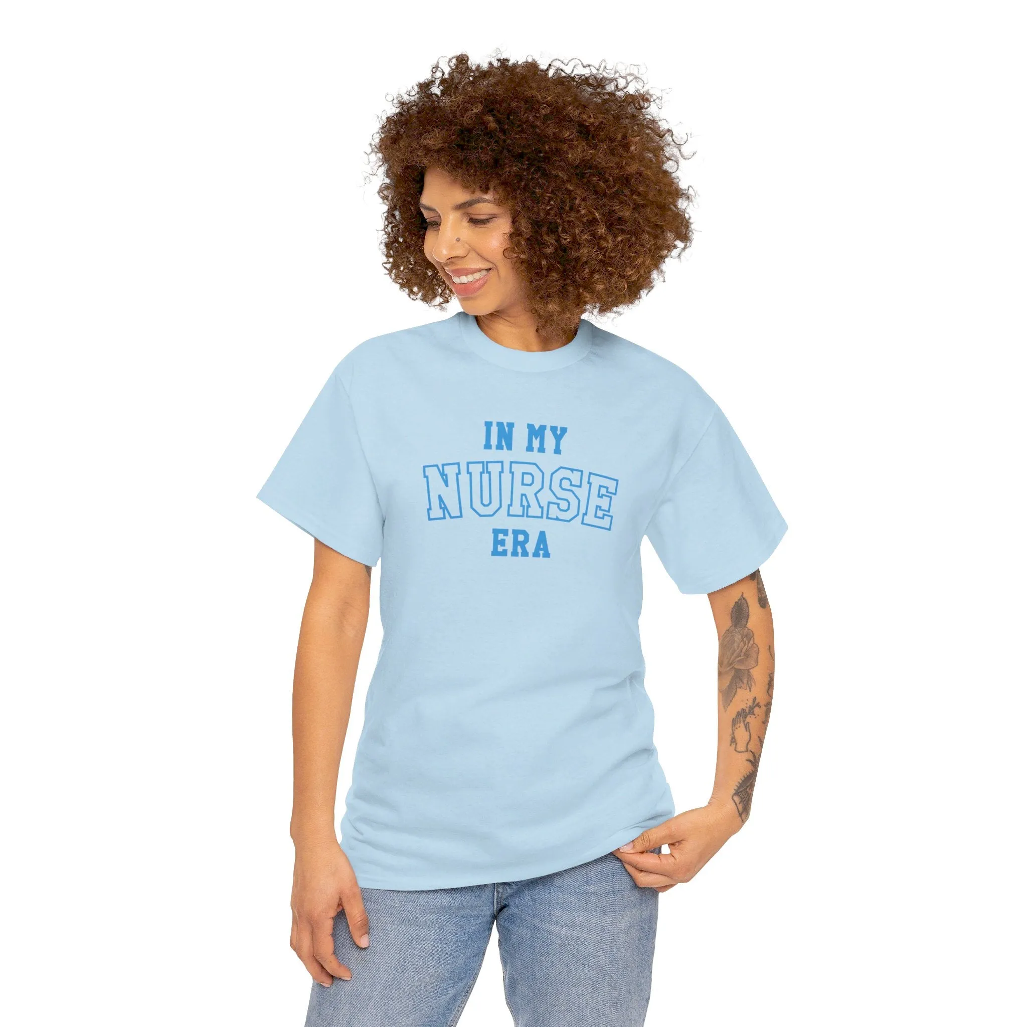 In My Nurse Era Two-Tone College Block Unisex Heavy Cotton Tee