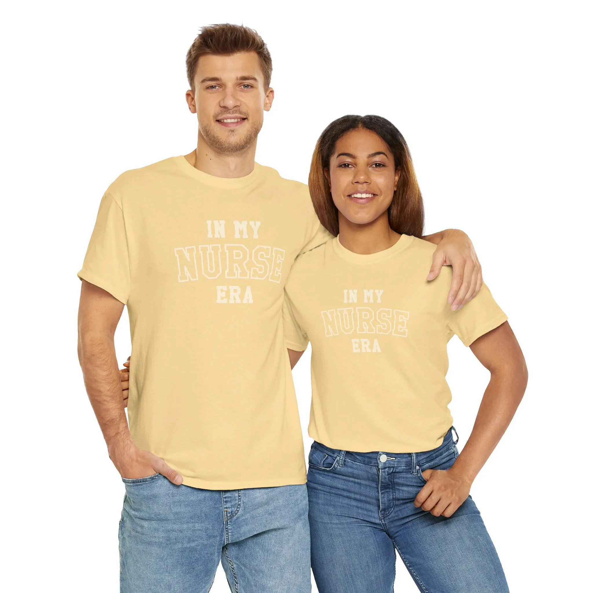 In My Nurse Era Two-Tone College Block Unisex Heavy Cotton Tee