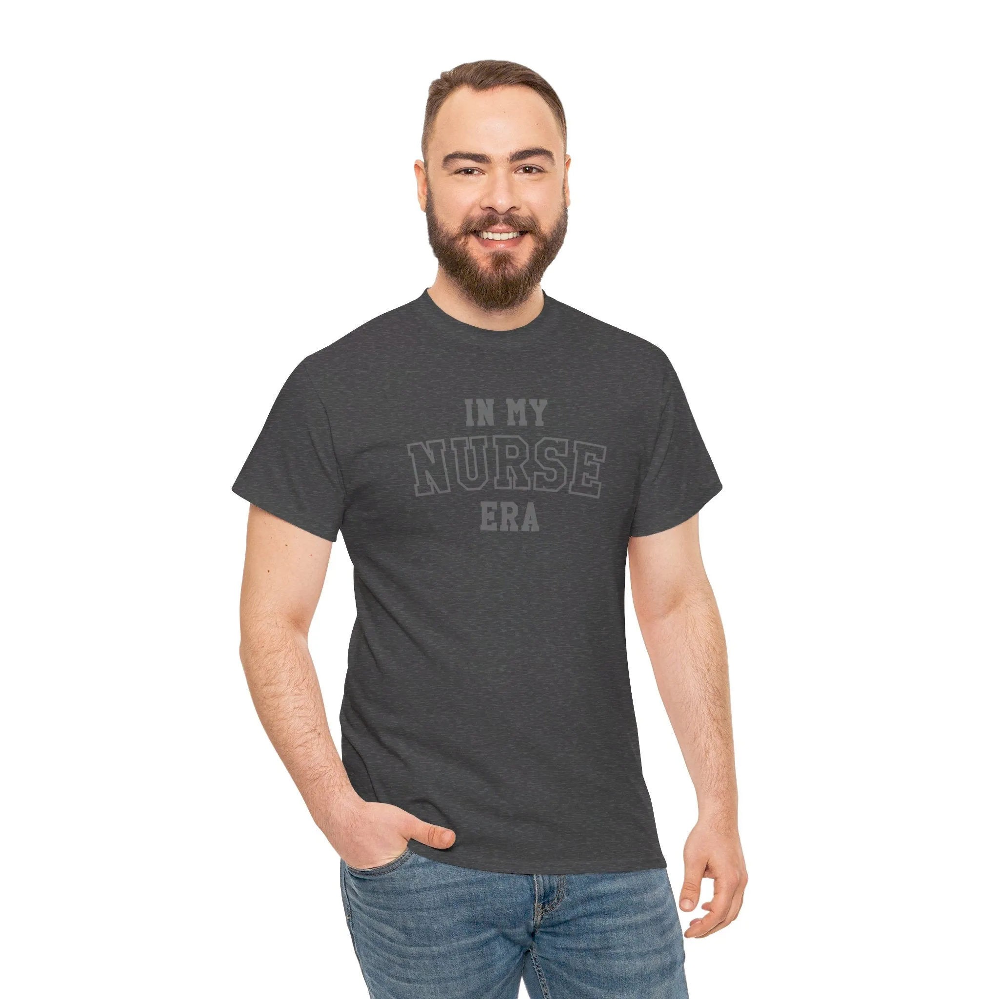 In My Nurse Era Two-Tone College Block Unisex Heavy Cotton Tee
