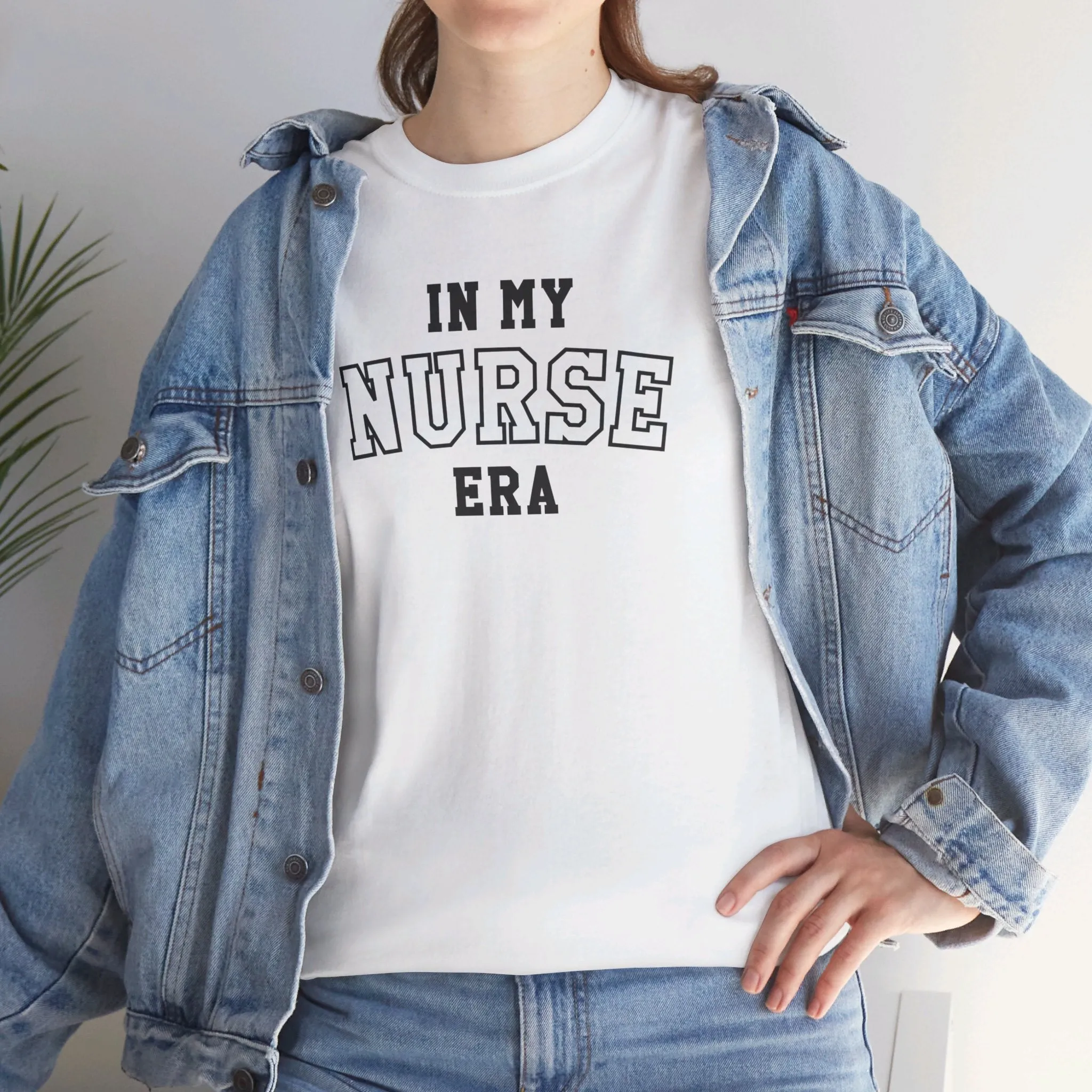 In My Nurse Era Two-Tone College Block Unisex Heavy Cotton Tee