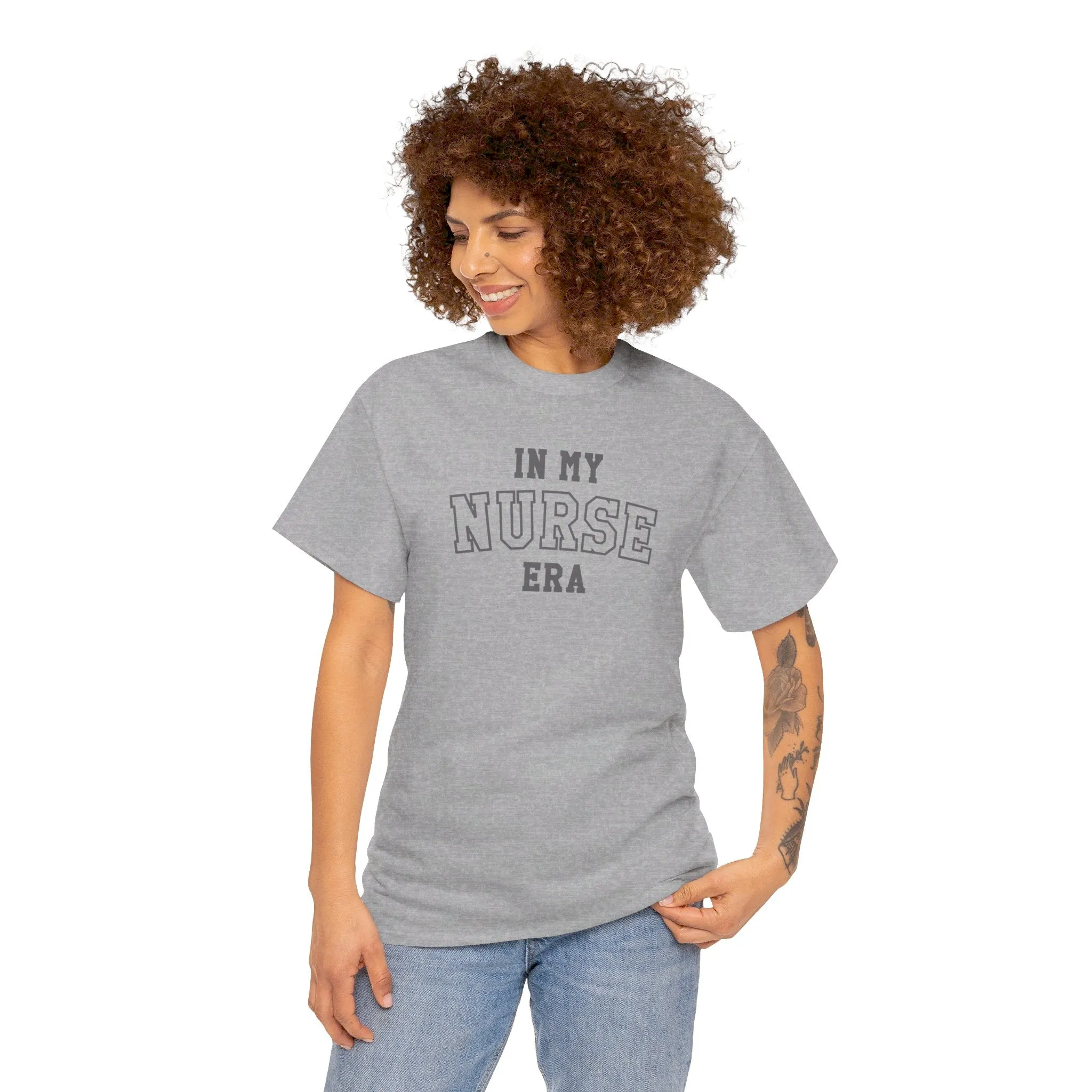 In My Nurse Era Two-Tone College Block Unisex Heavy Cotton Tee