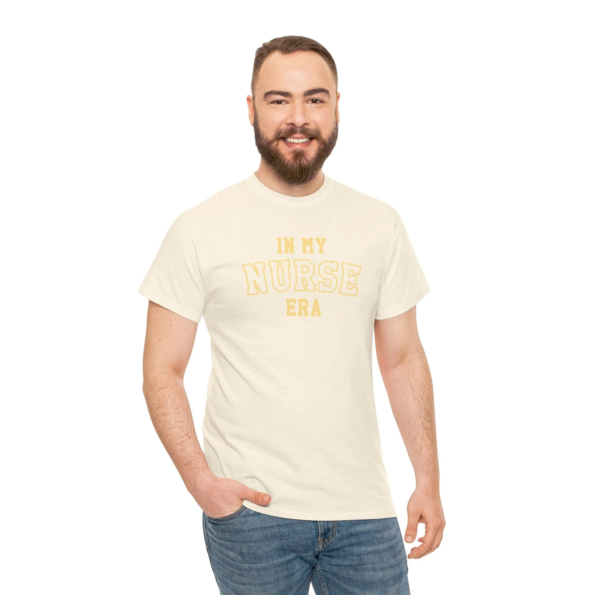 In My Nurse Era Two-Tone College Block Unisex Heavy Cotton Tee