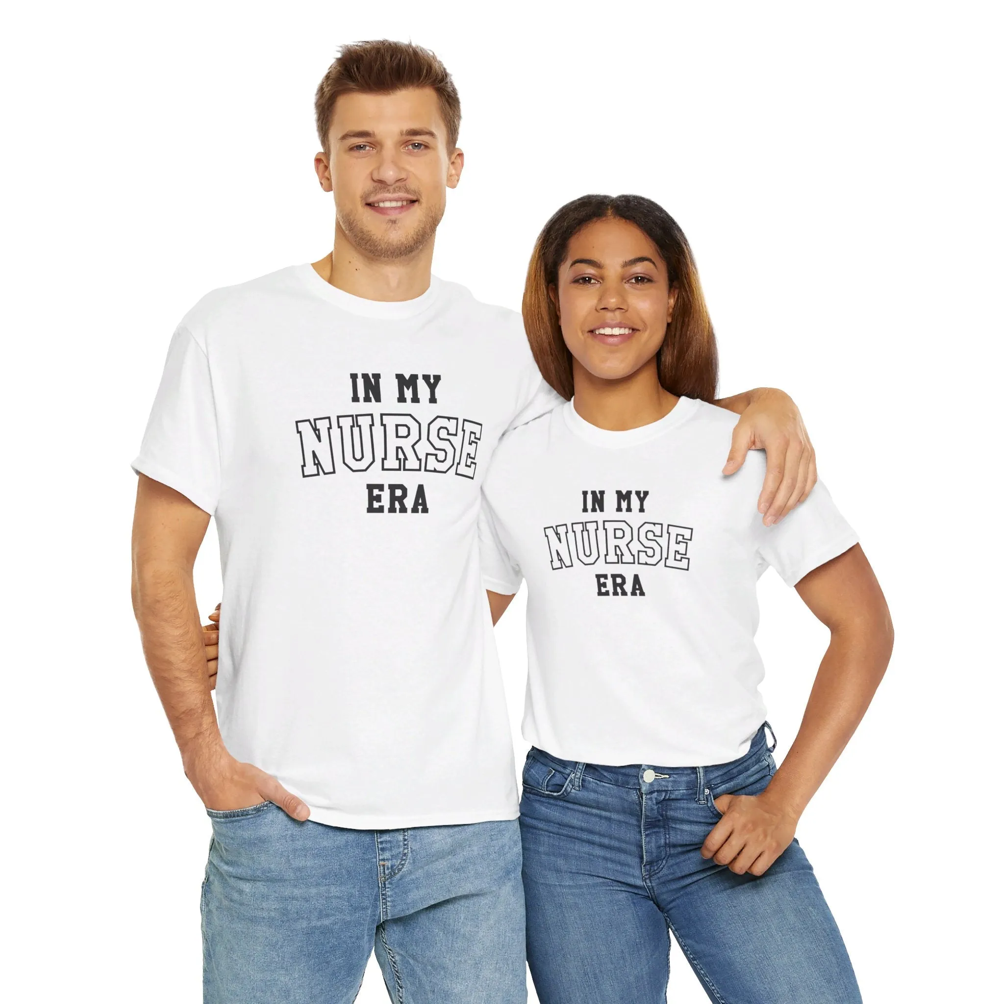 In My Nurse Era Two-Tone College Block Unisex Heavy Cotton Tee