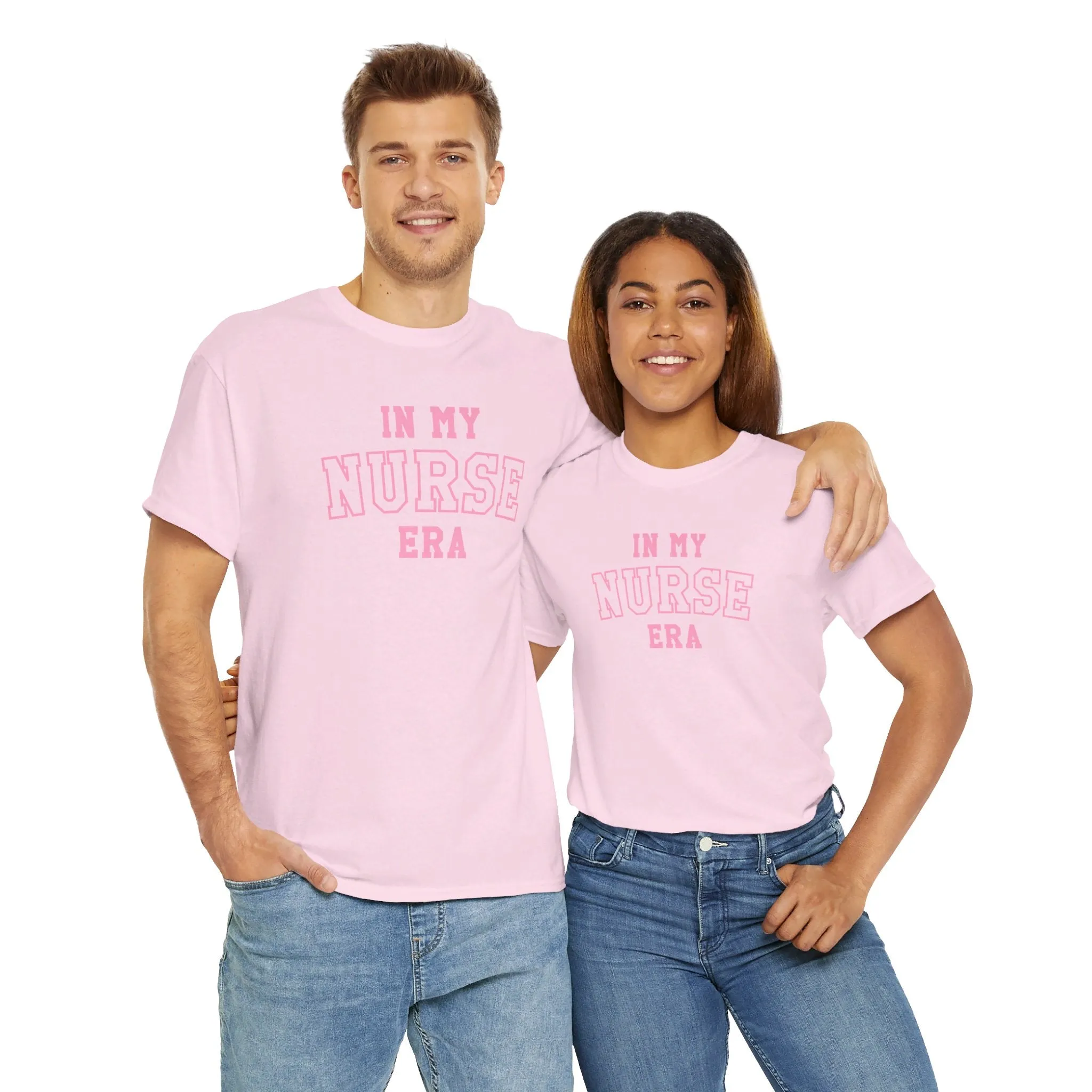In My Nurse Era Two-Tone College Block Unisex Heavy Cotton Tee