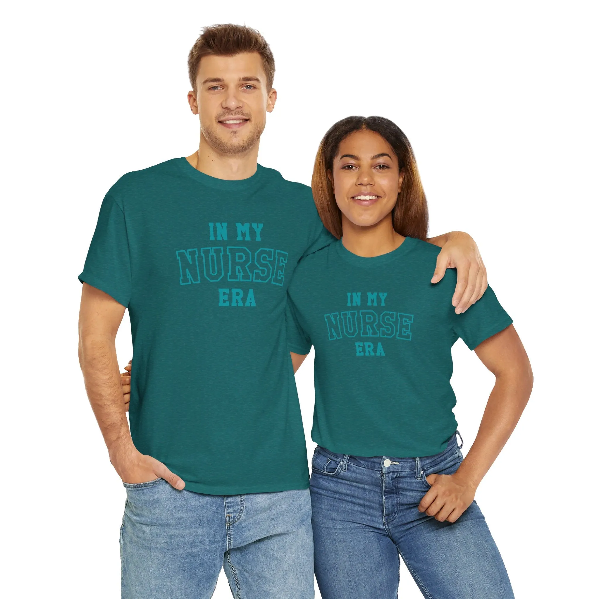 In My Nurse Era Two-Tone College Block Unisex Heavy Cotton Tee