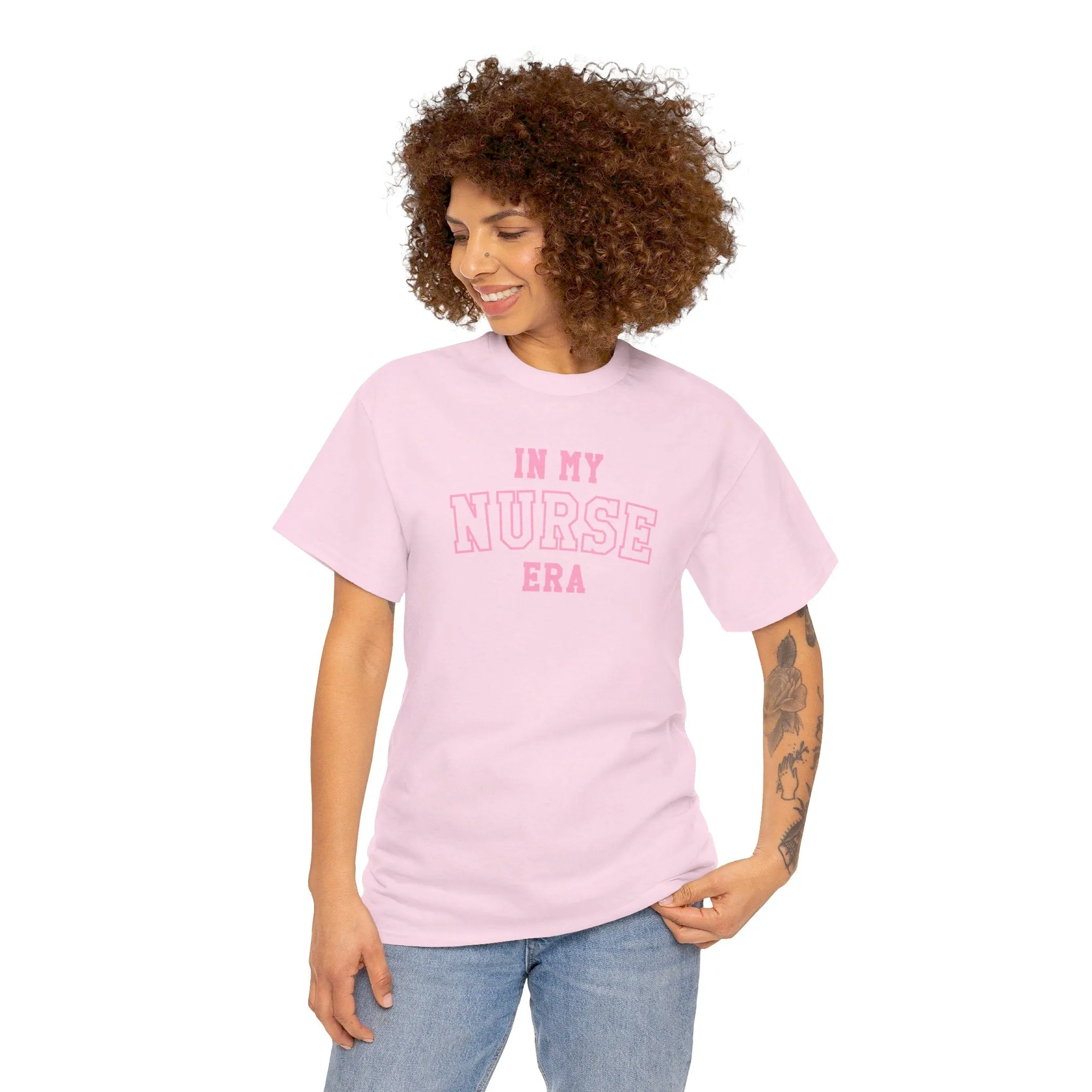 In My Nurse Era Two-Tone College Block Unisex Heavy Cotton Tee