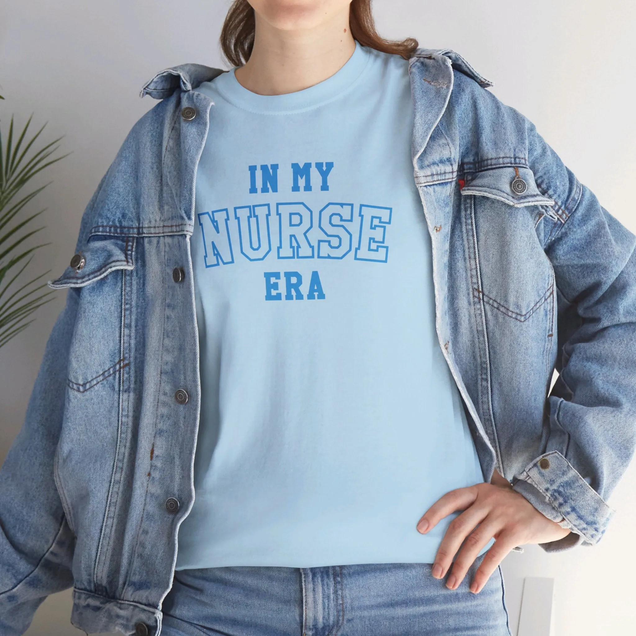 In My Nurse Era Two-Tone College Block Unisex Heavy Cotton Tee