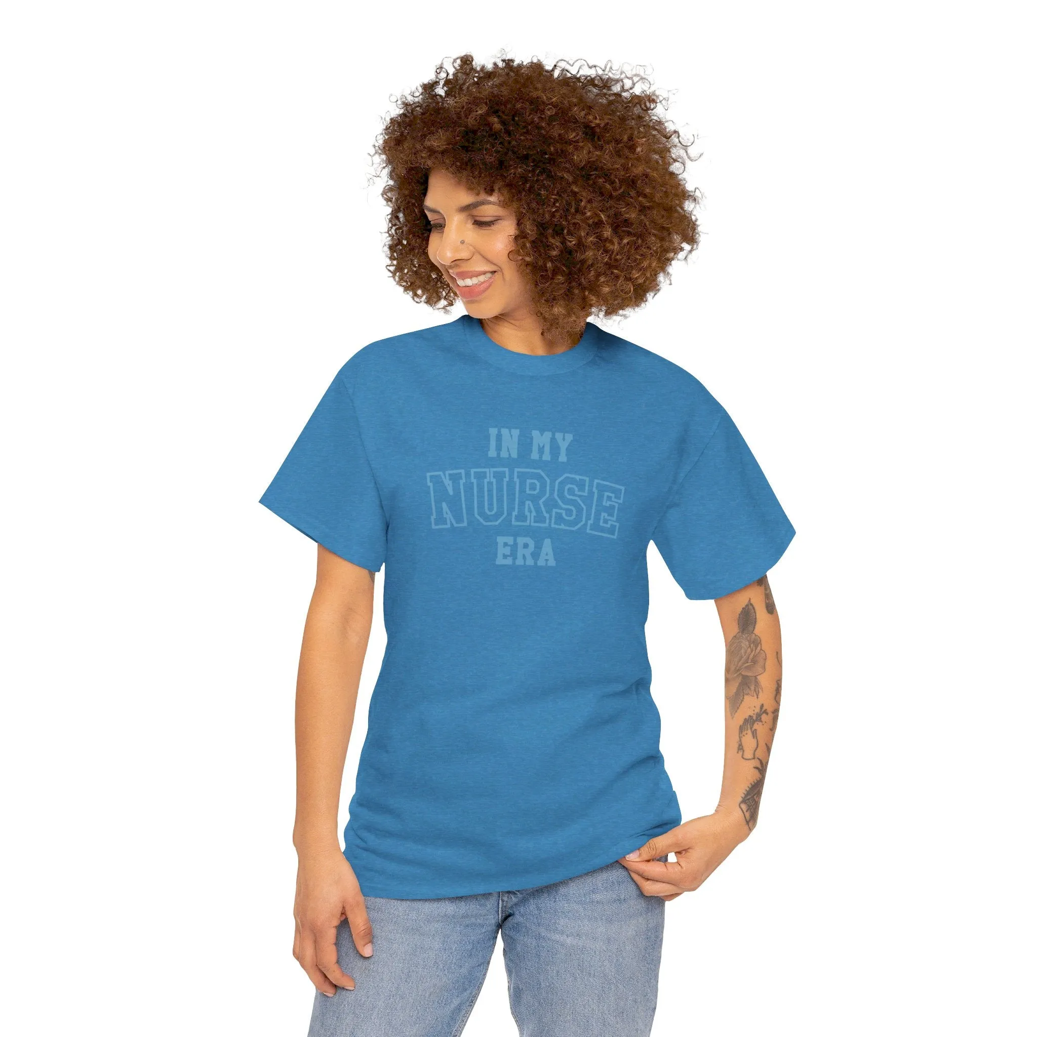 In My Nurse Era Two-Tone College Block Unisex Heavy Cotton Tee