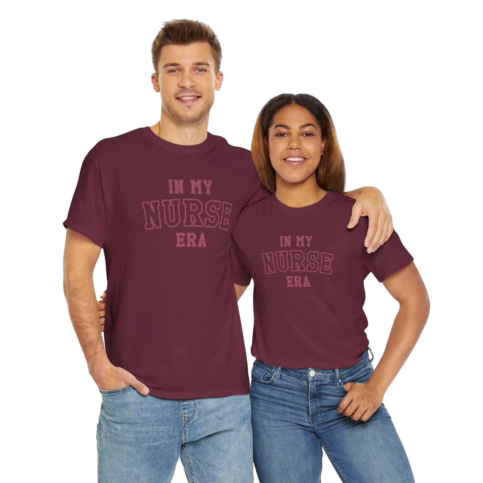 In My Nurse Era Two-Tone College Block Unisex Heavy Cotton Tee