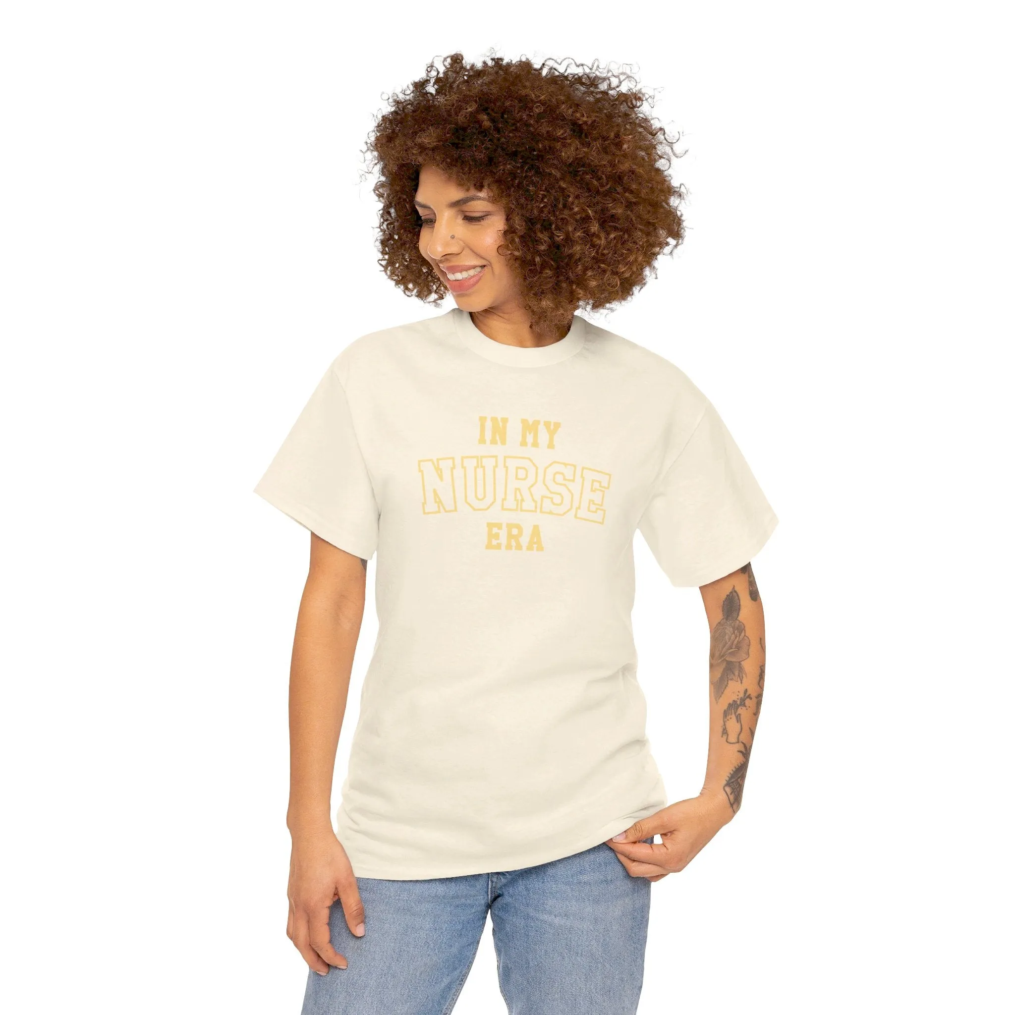 In My Nurse Era Two-Tone College Block Unisex Heavy Cotton Tee