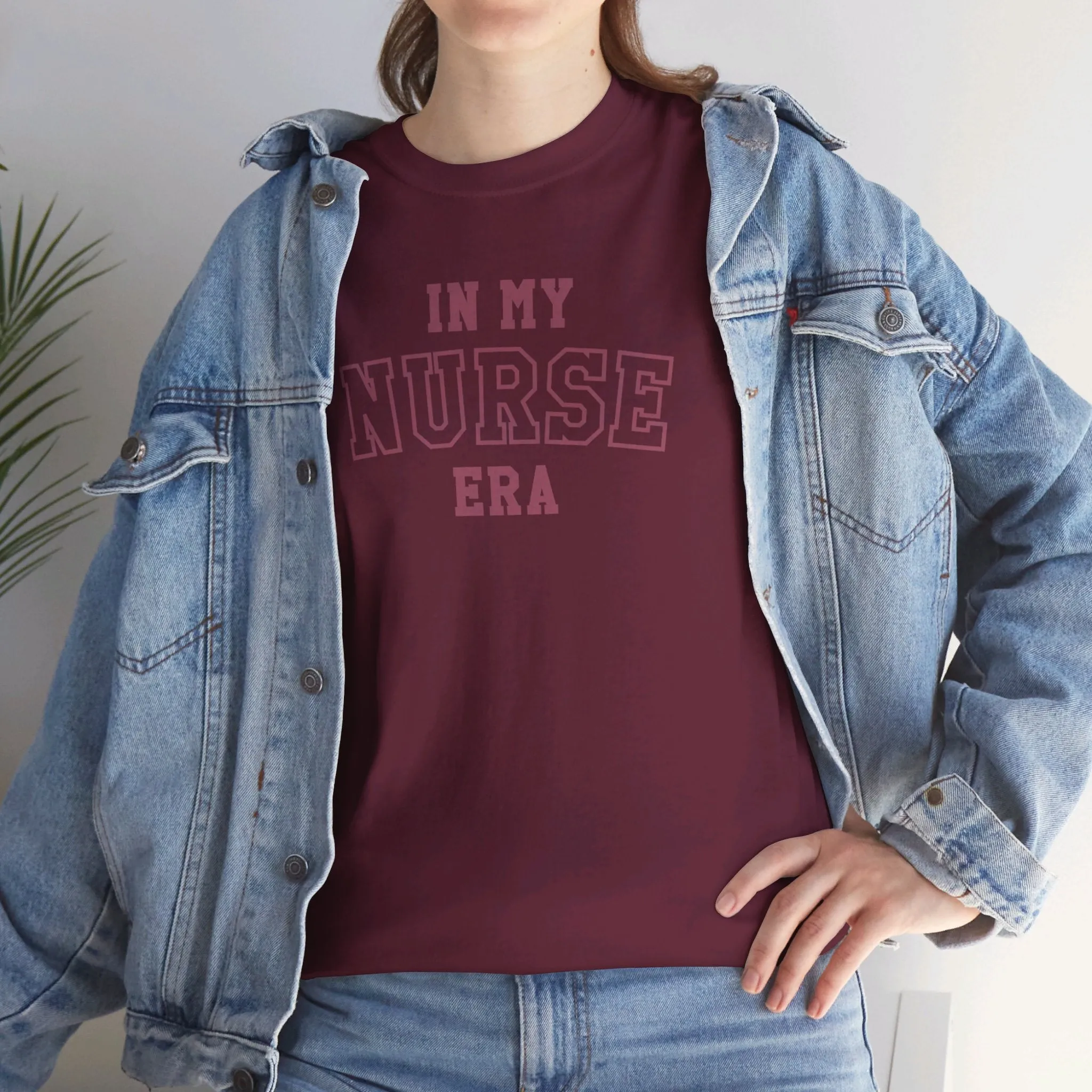 In My Nurse Era Two-Tone College Block Unisex Heavy Cotton Tee