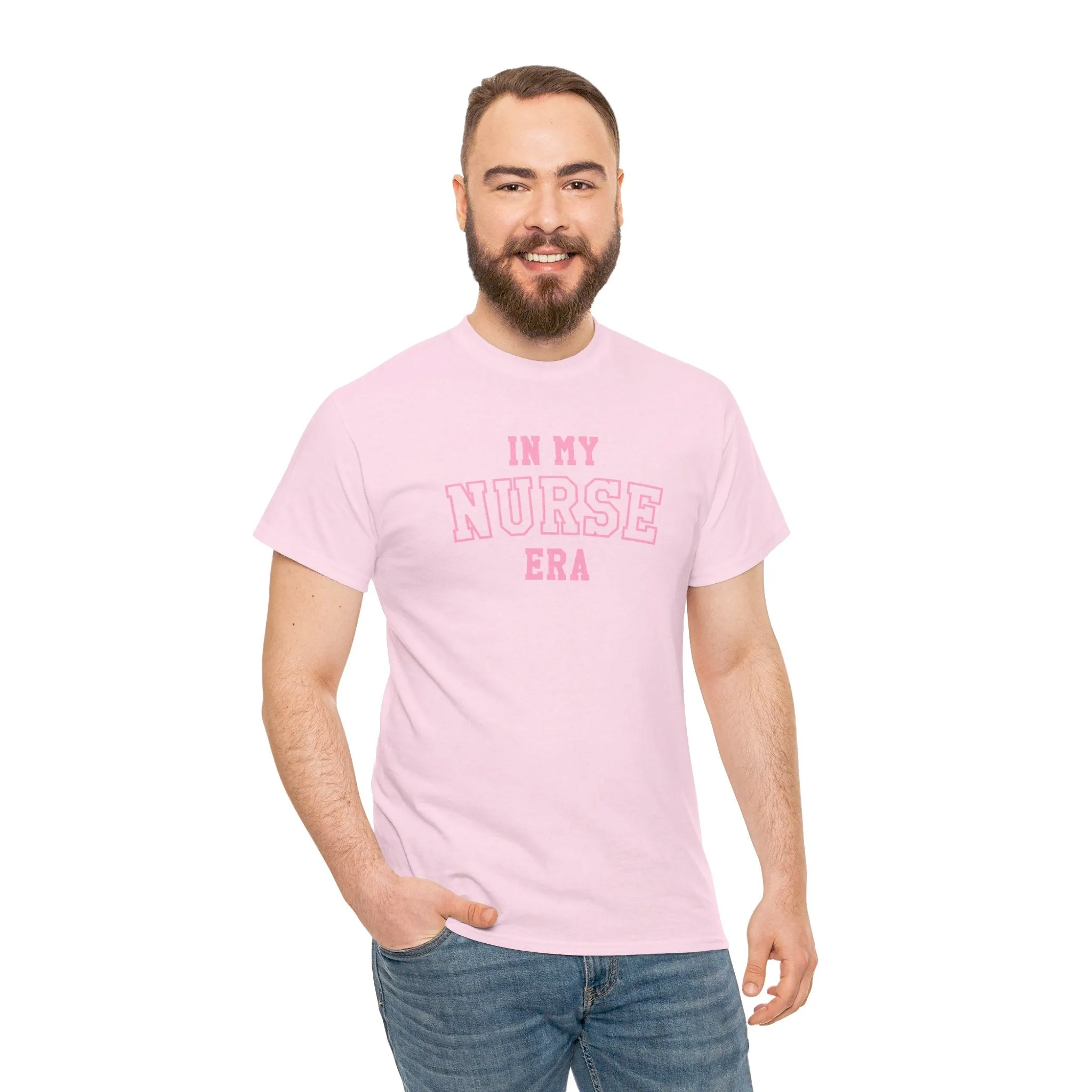 In My Nurse Era Two-Tone College Block Unisex Heavy Cotton Tee