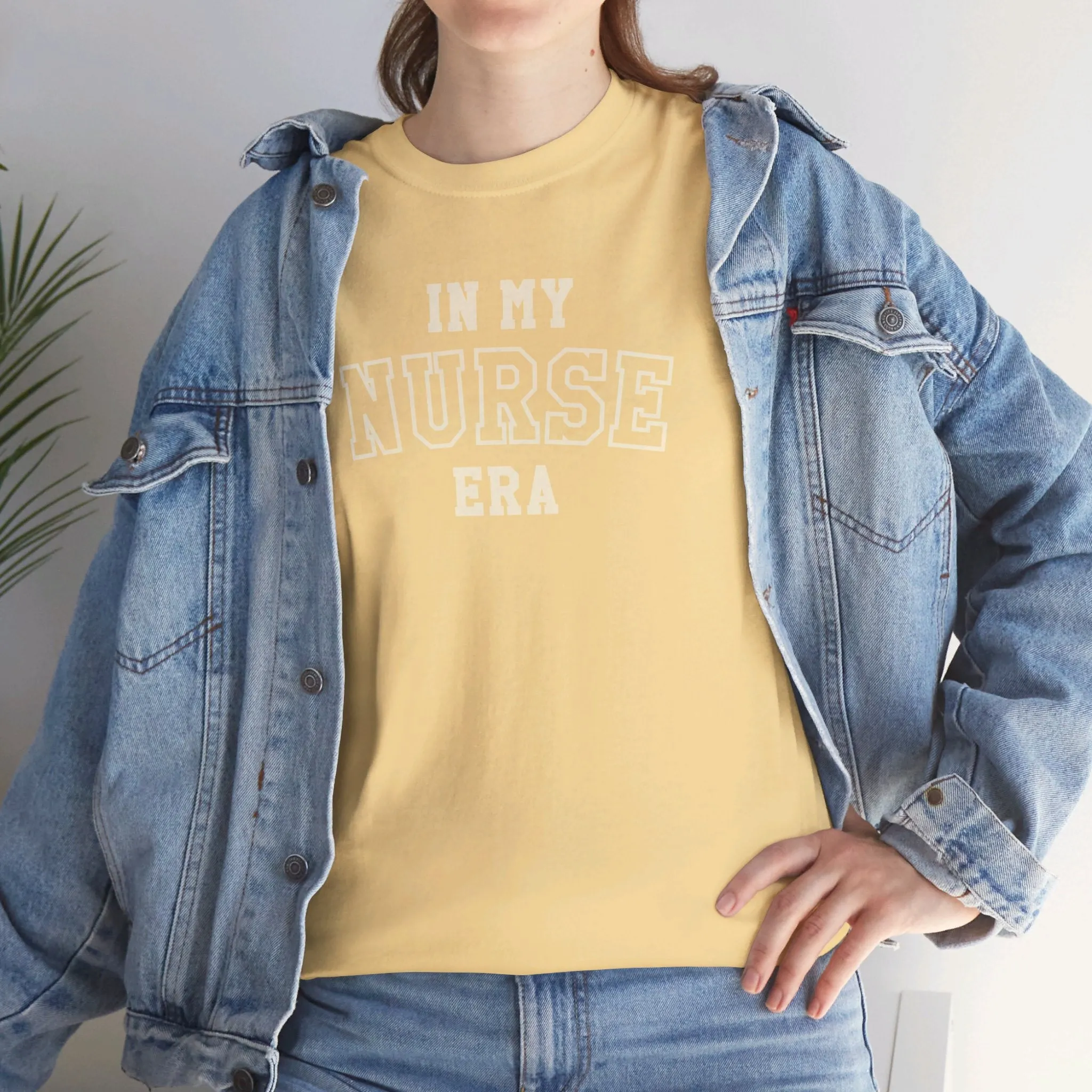 In My Nurse Era Two-Tone College Block Unisex Heavy Cotton Tee