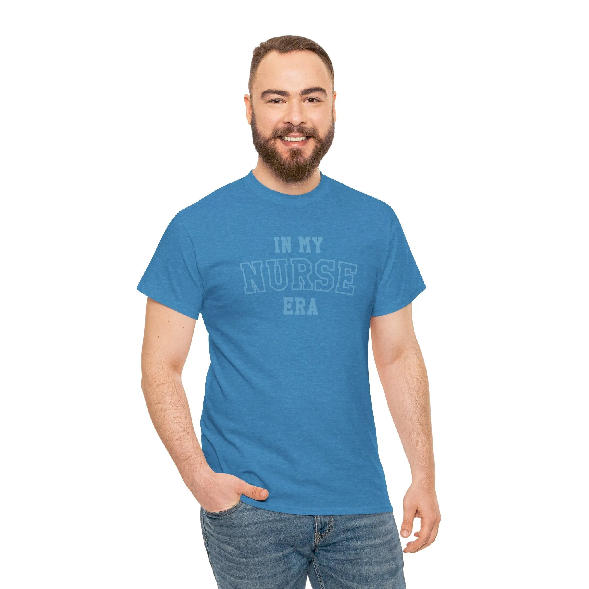 In My Nurse Era Two-Tone College Block Unisex Heavy Cotton Tee