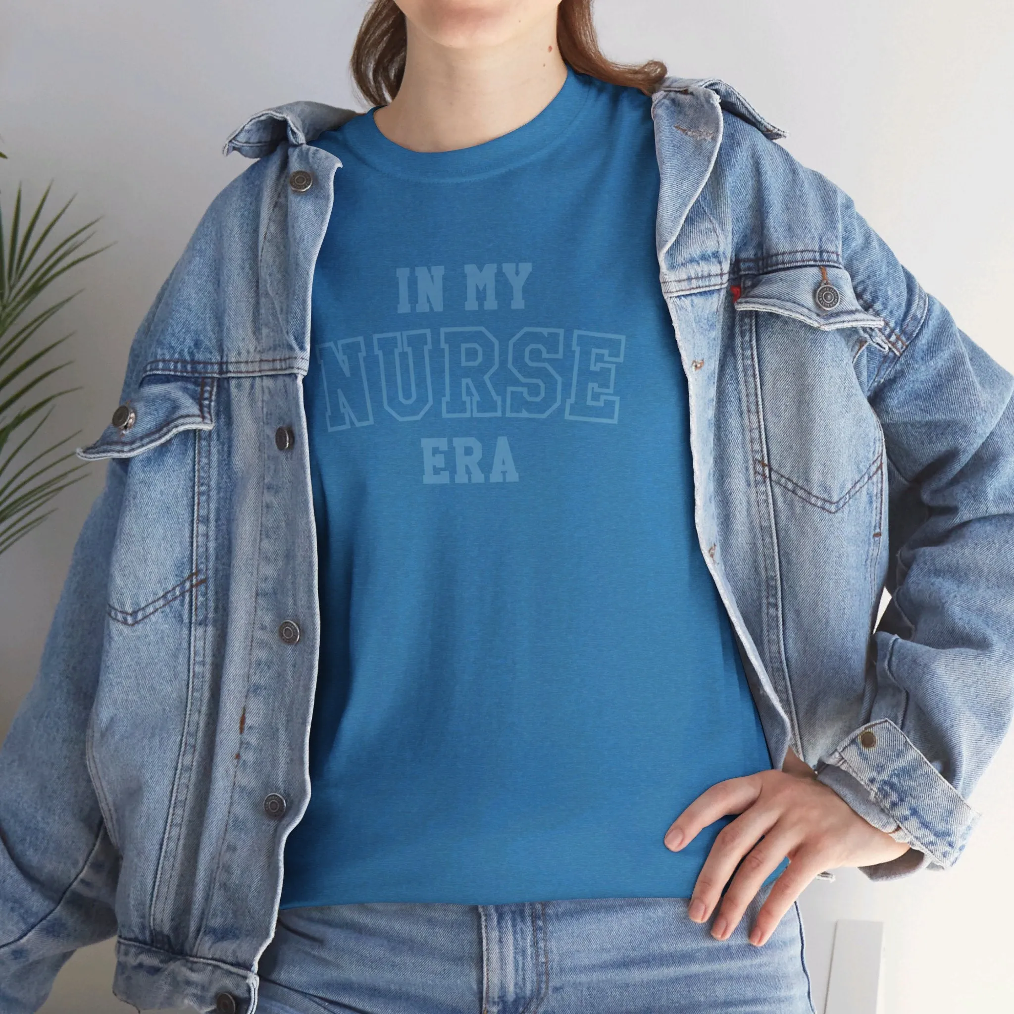 In My Nurse Era Two-Tone College Block Unisex Heavy Cotton Tee