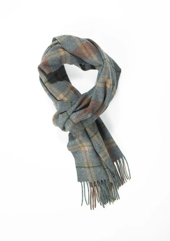 Joshua Ellis Grey Escorial Featherweight Plaid Scarf