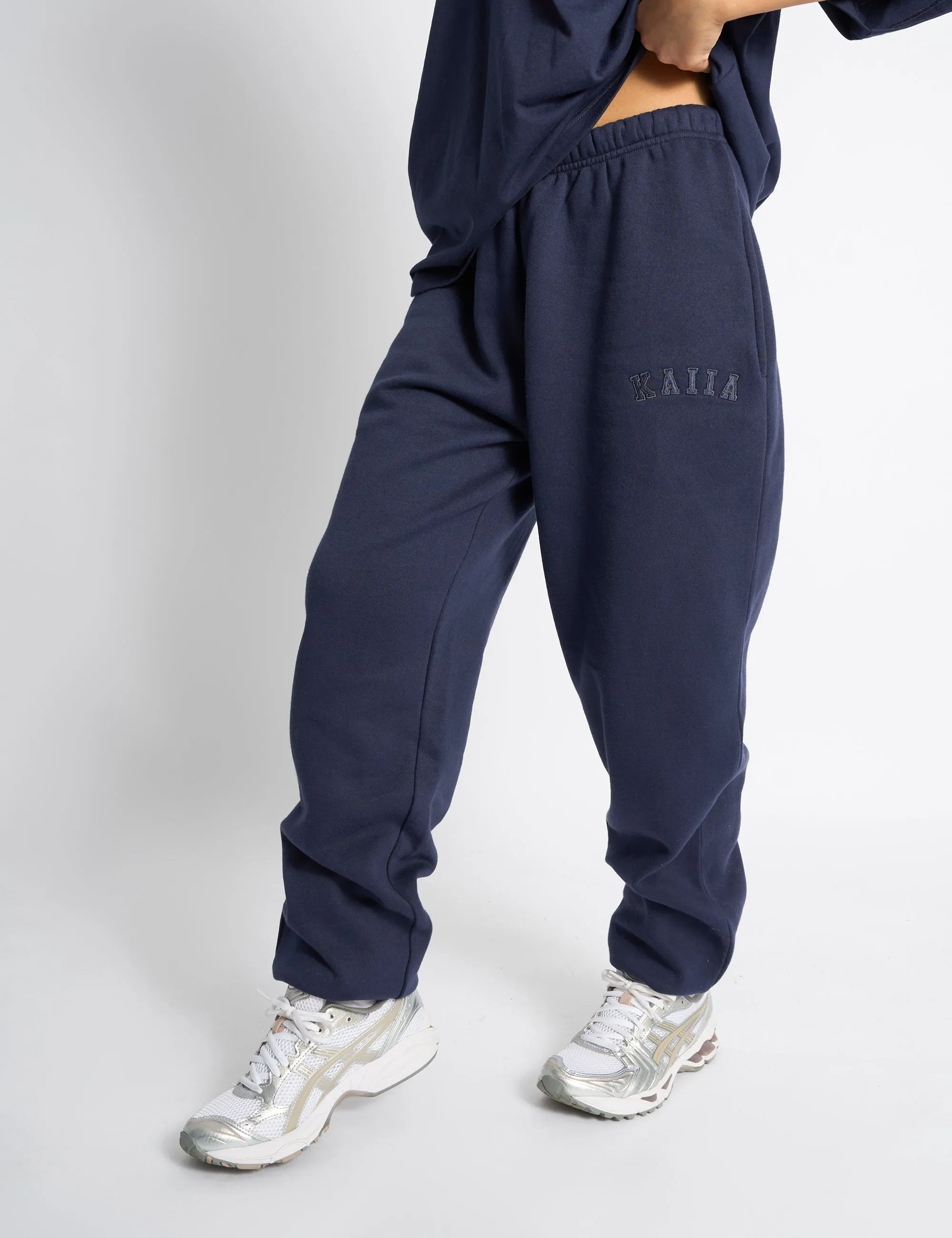 Kaiia Logo Cuffed Leg Joggers Deep Blue