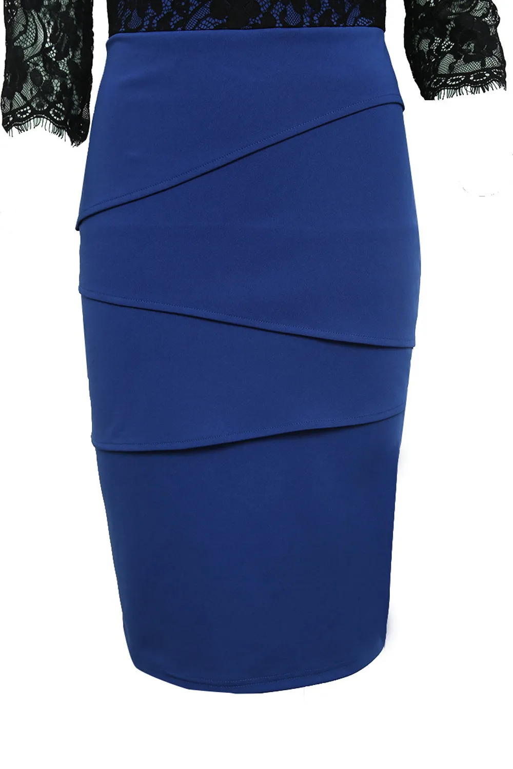 Ketty More Women Fashion Lace Up Elbow Sleeve Contrast Dress-KMWD422