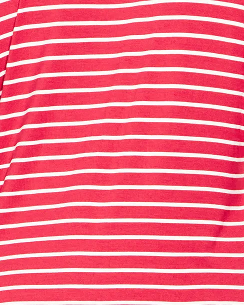 Kiara Stripe Ribbed Top | Watermelon/ White