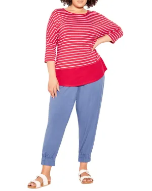 Kiara Stripe Ribbed Top | Watermelon/ White