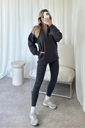 Kylie steel grey 3/4 zip sweater and leggings