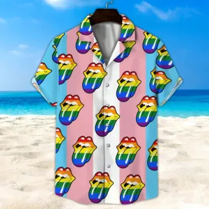 Lgbt Hawaii Shirt, Transgender Rainbow Lip Unisex Hawaii Shirt, Beach Short, Hawaiian Shirt Short Sleeves