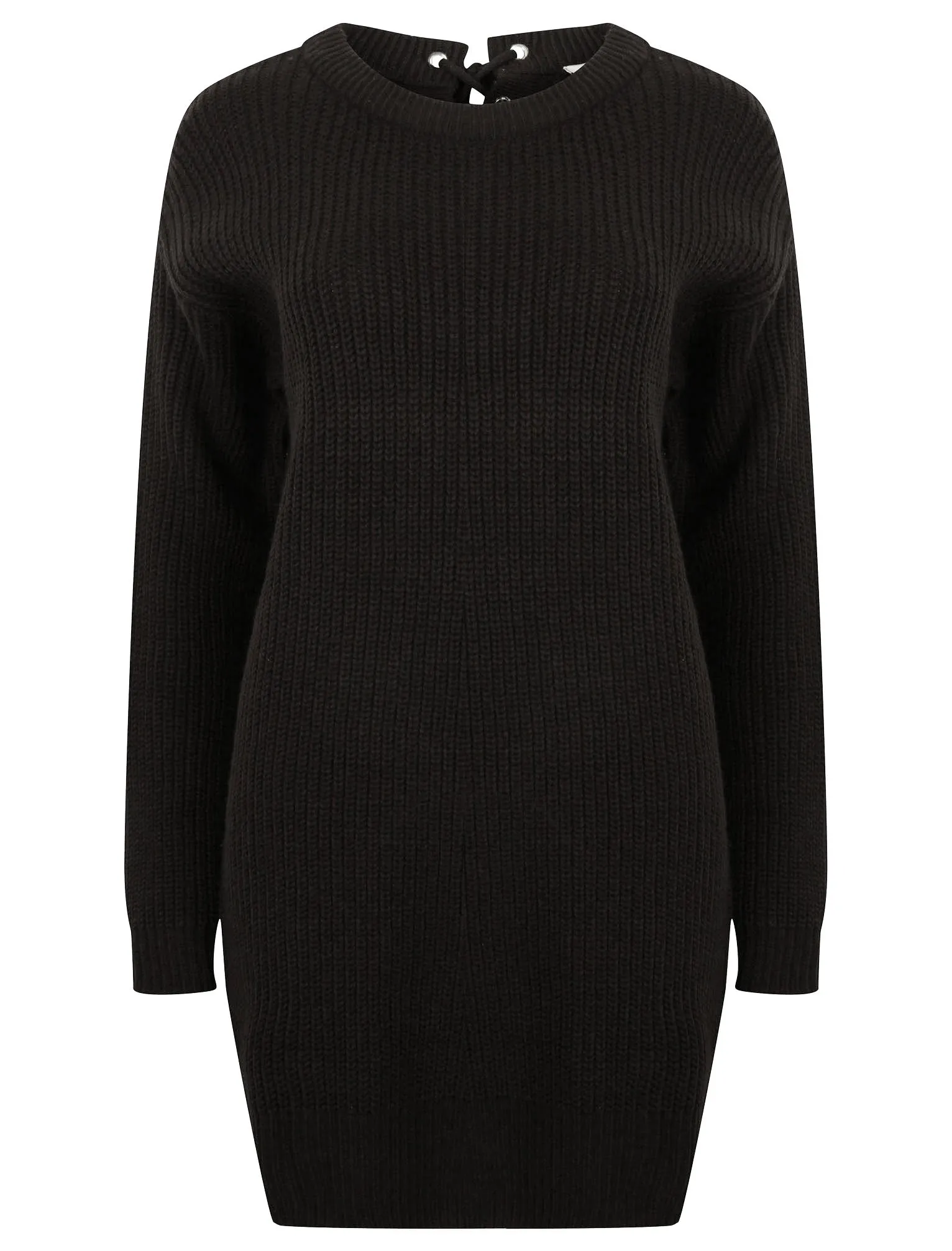 Lion Longline Jumper Dress with Tie Back Detail in Black - Tokyo Laundry