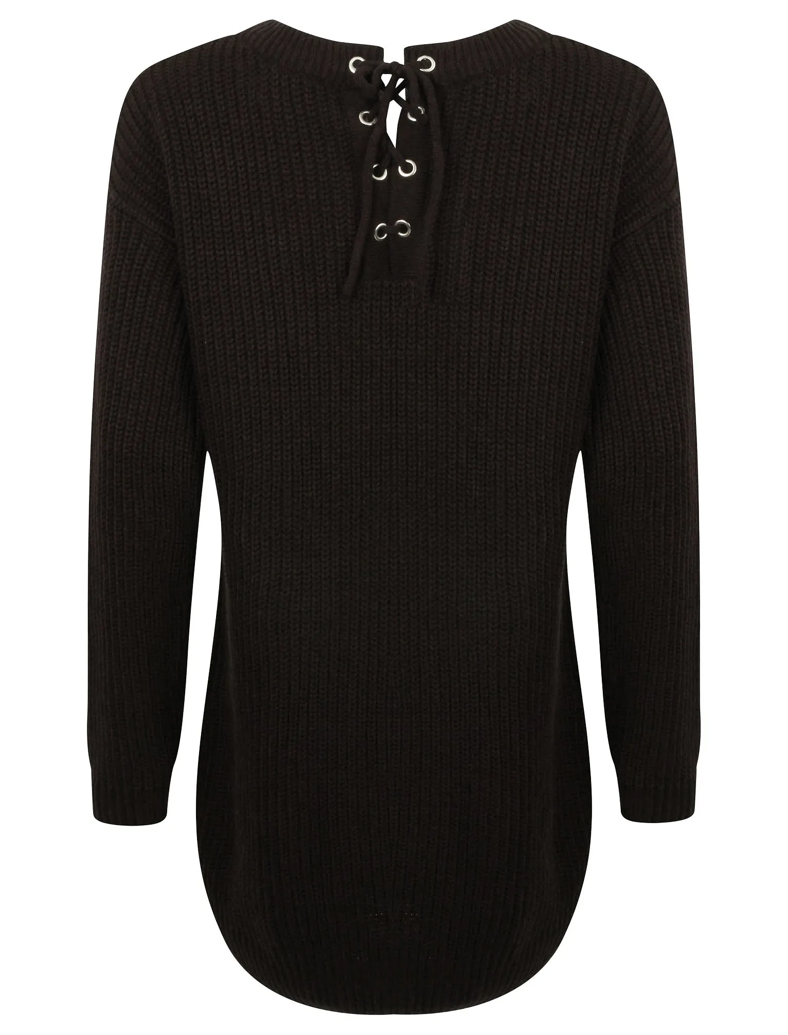 Lion Longline Jumper Dress with Tie Back Detail in Black - Tokyo Laundry
