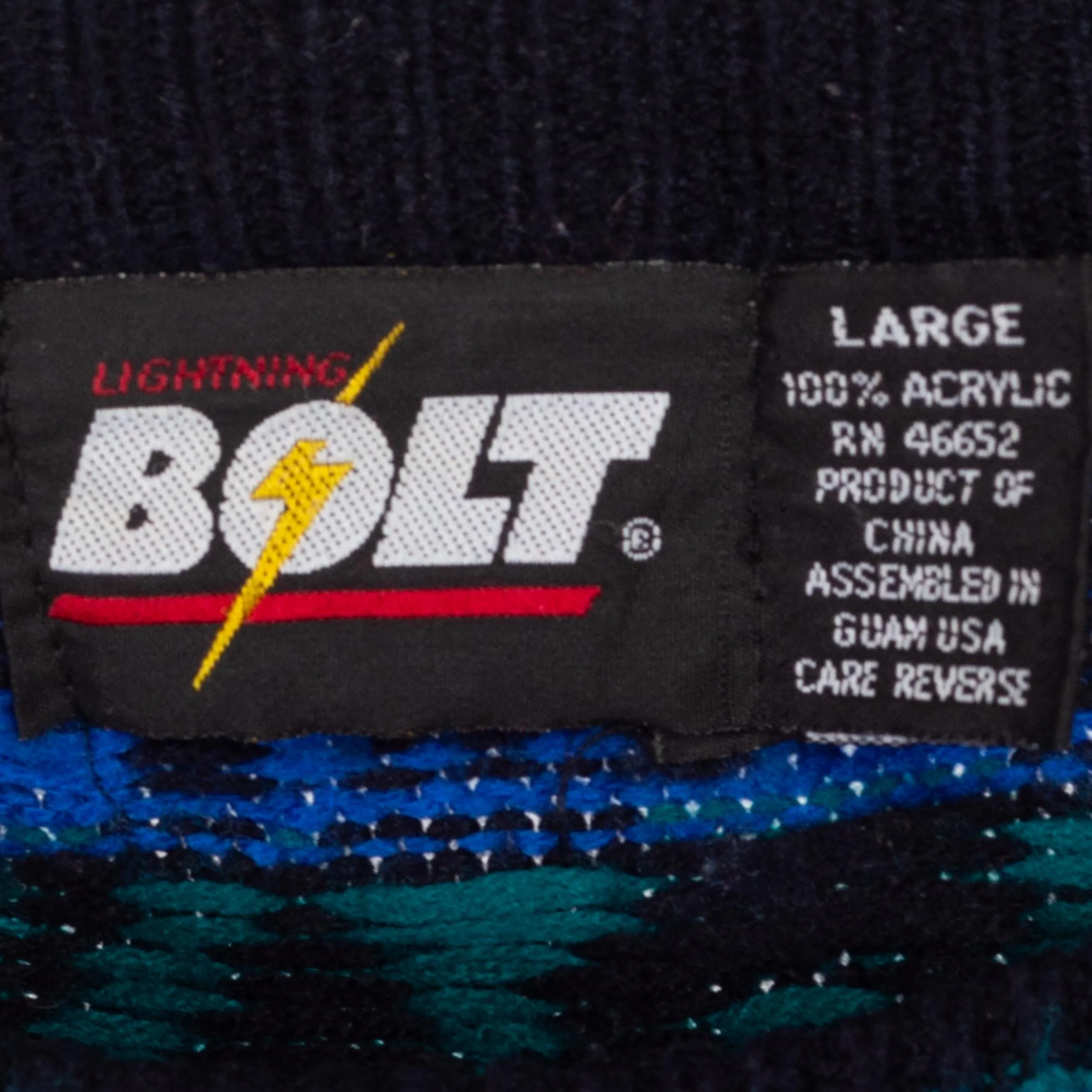 Lrg-XL 80s Primary Color Striped Knit Sweater
