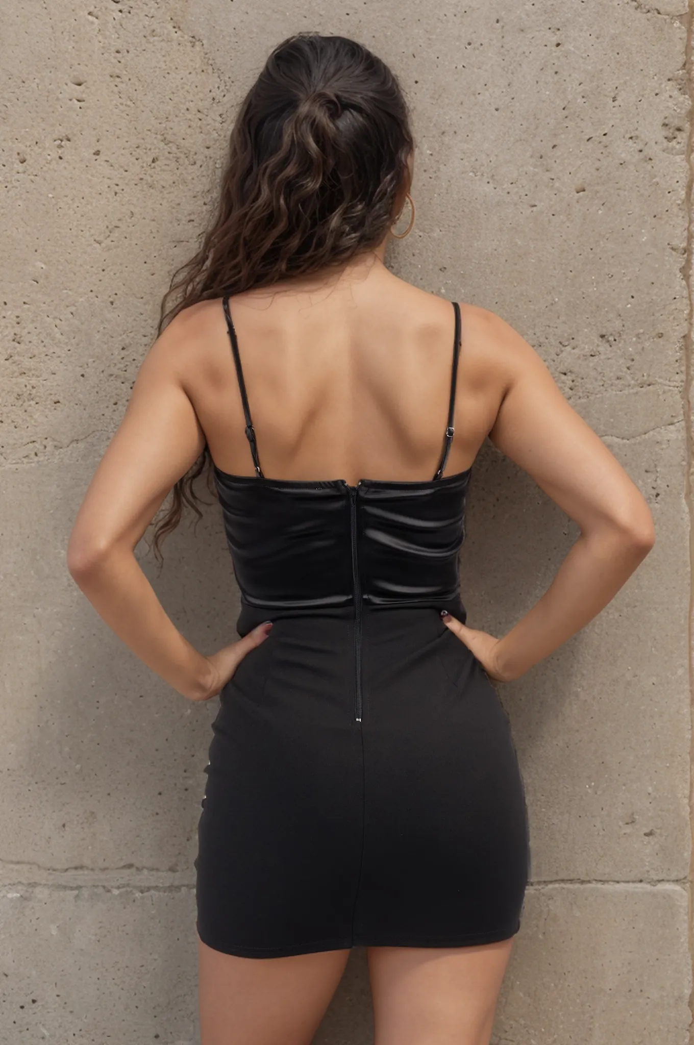 LUXE JEWELED BOWS THICK STRETCH SATIN MINI DRESS