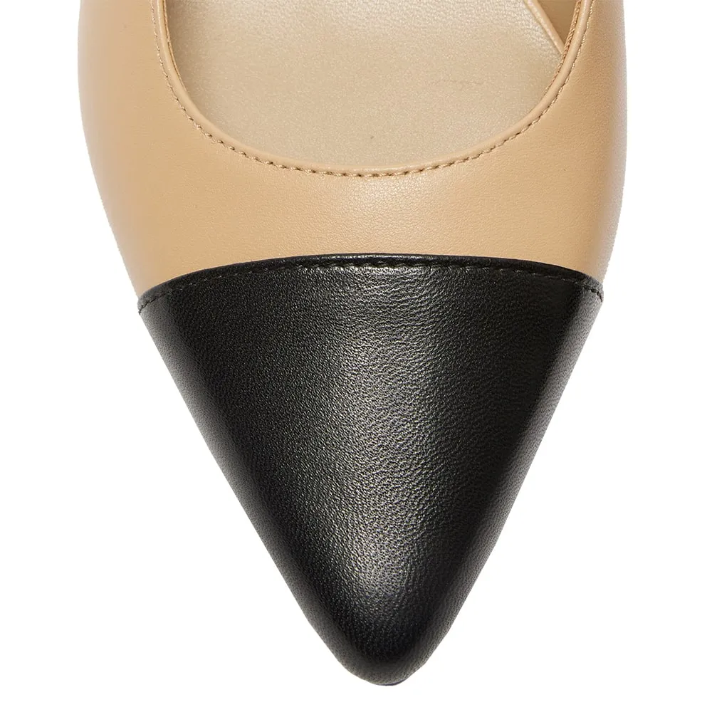 Madame Heel in Black And Camel Leather