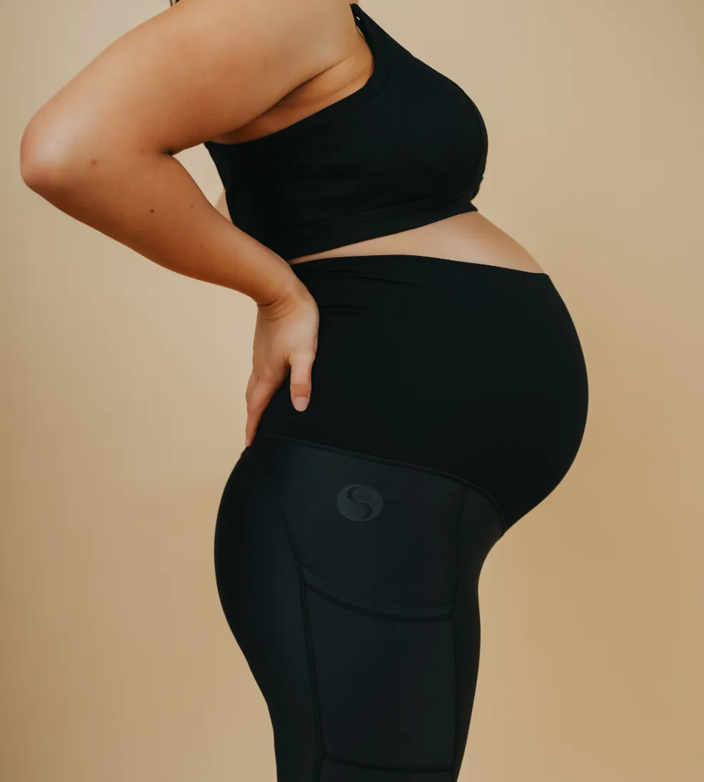 Maternity Leggings - Classic 7/8 Length w Pockets Black
