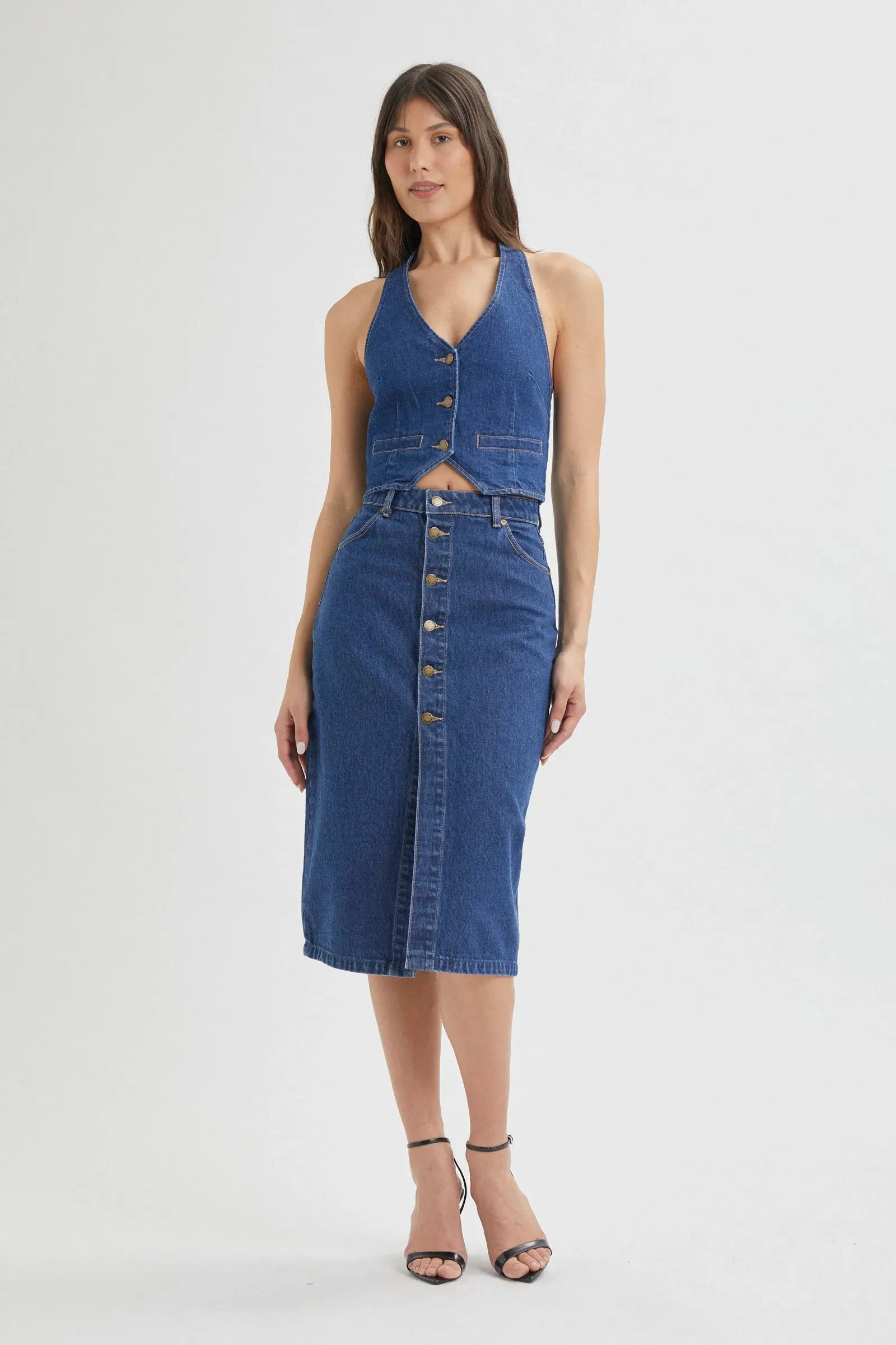 Melrose Skirt in Organic Blue
