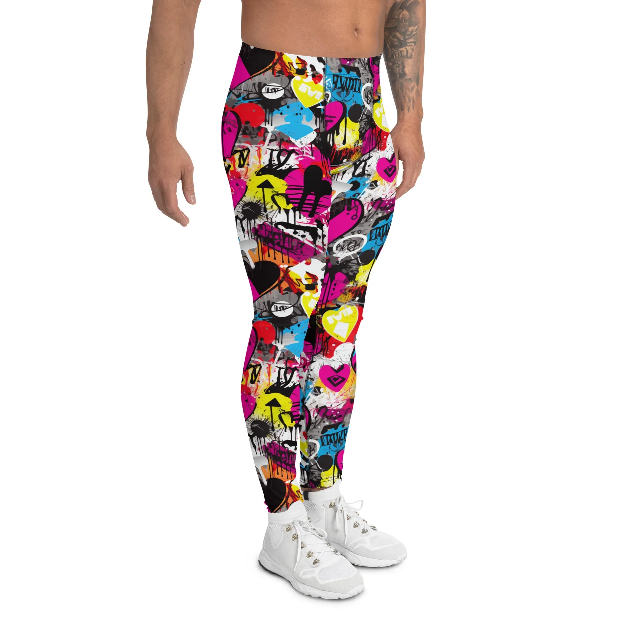 Men's Dance Leggings - Bold Graffiti Print