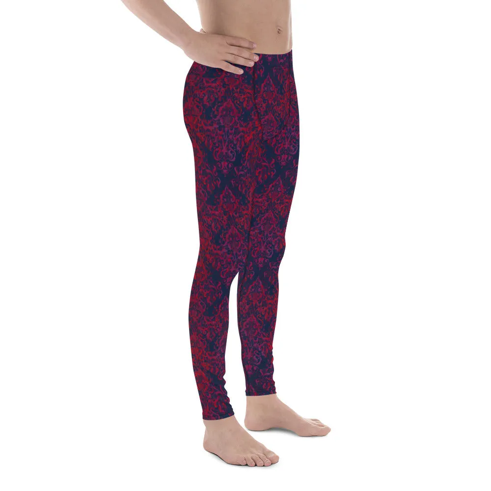 Men's Leggings, Vintage, Dark Navy, Crimson, Workout Pants for Men