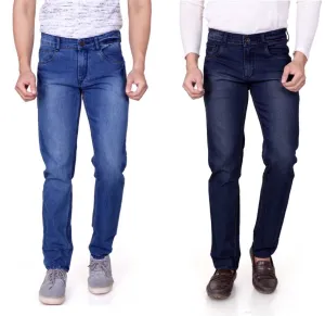 Men's Multicoloured Denim Faded Slim Fit Jeans (Pack of 2)