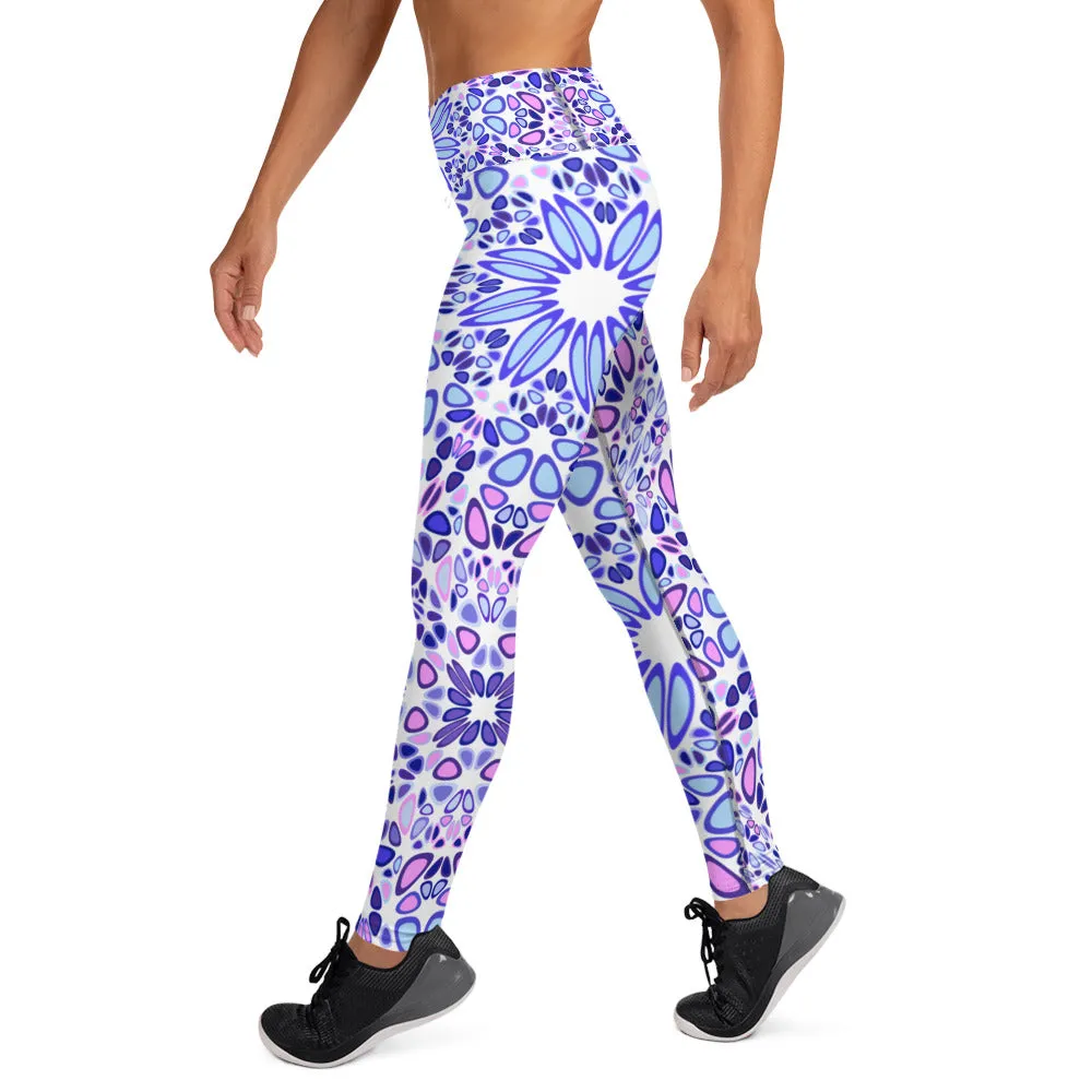 Modern Blue Mandala Yoga Leggings