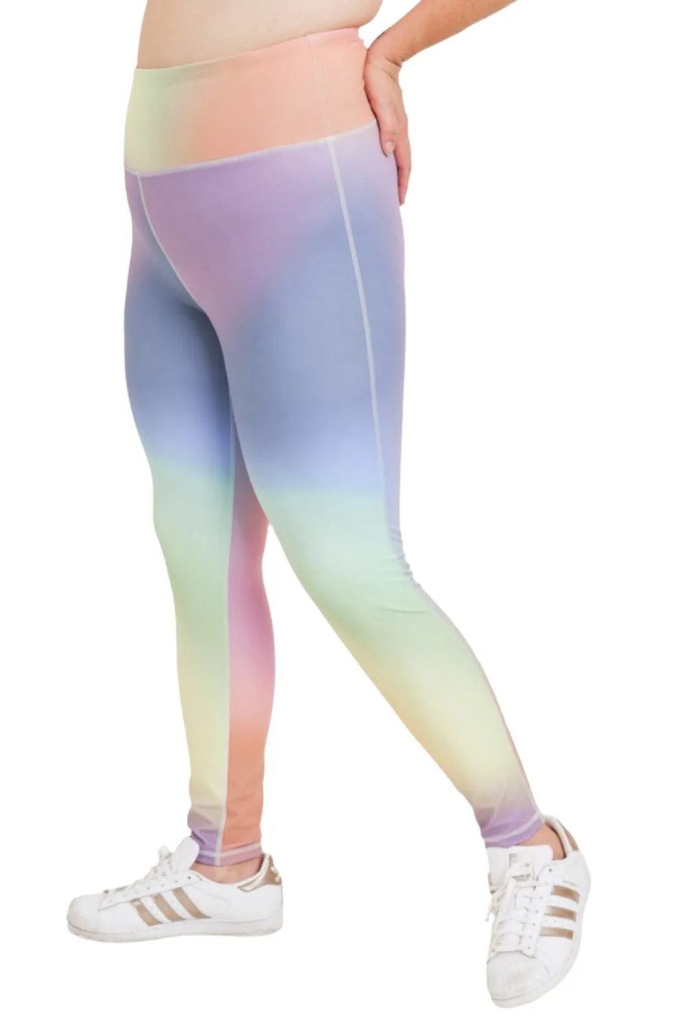 Mono B Rainbow Pastel Highwaist Leggings APH3076 Plus